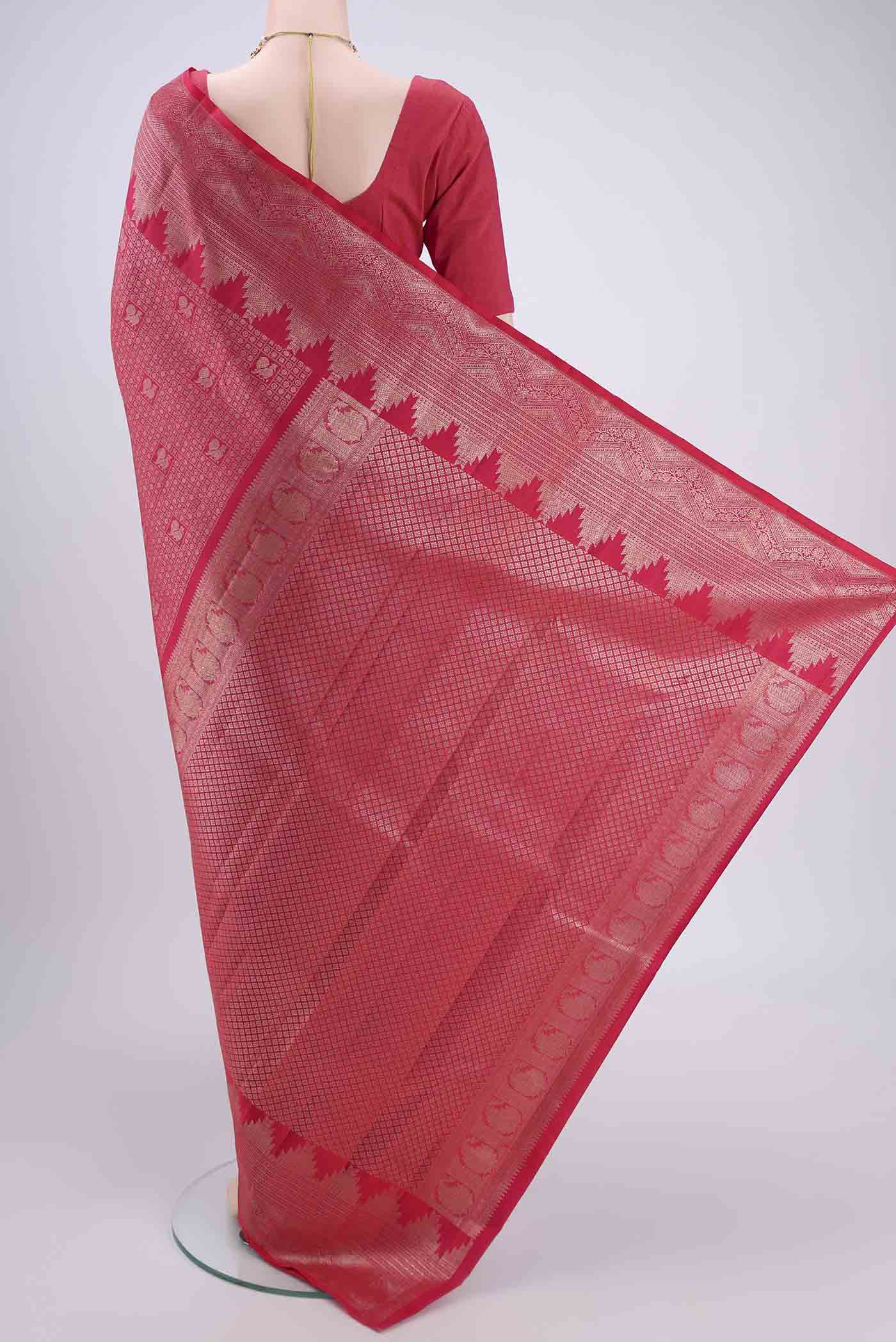 Pink Kanchipuram Silk Saree - Image 3