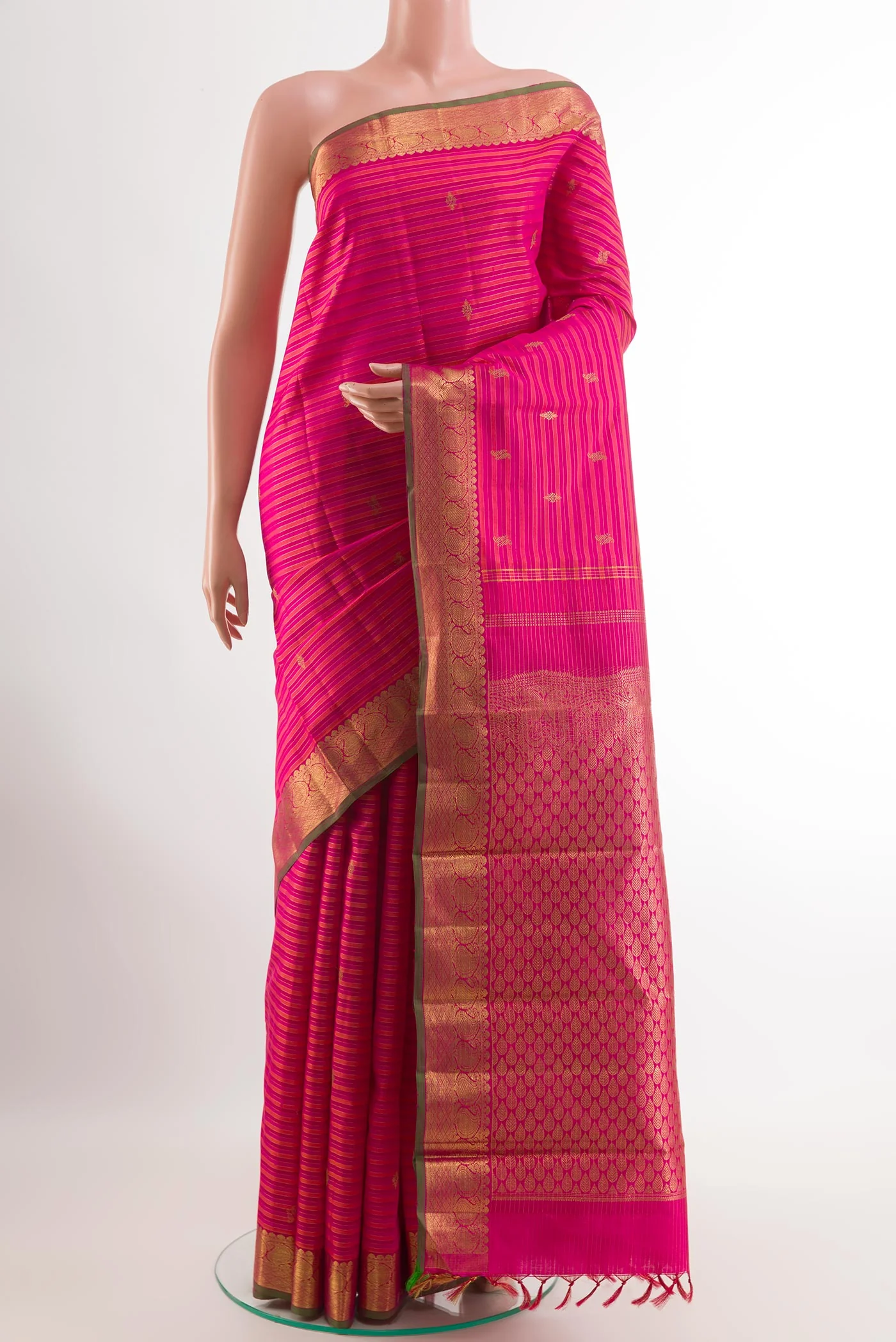 Pure Silk Pure Zari Pink Kanchipuram Saree