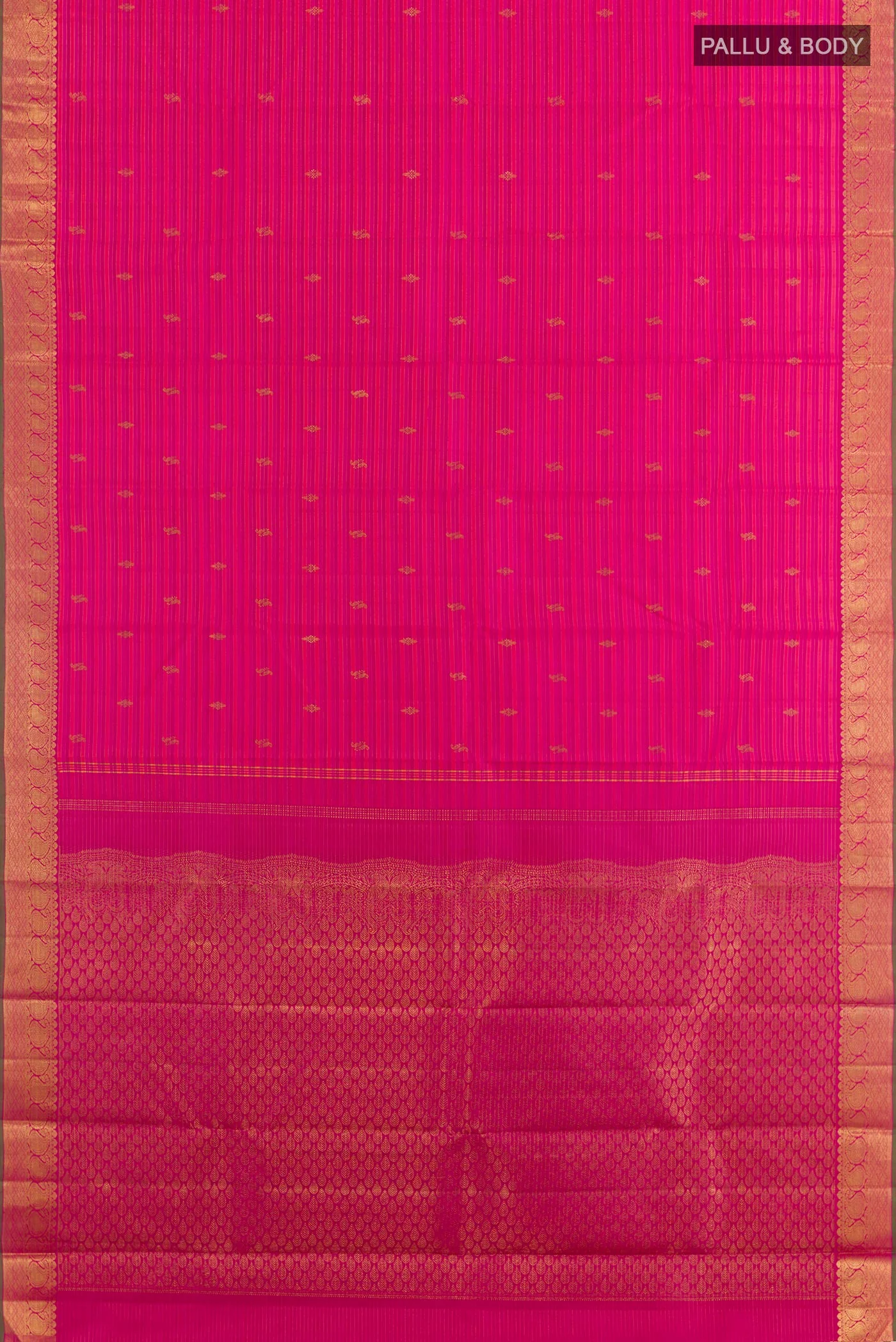 Pure Silk Pure Zari Pink Kanchipuram Saree - Image 5