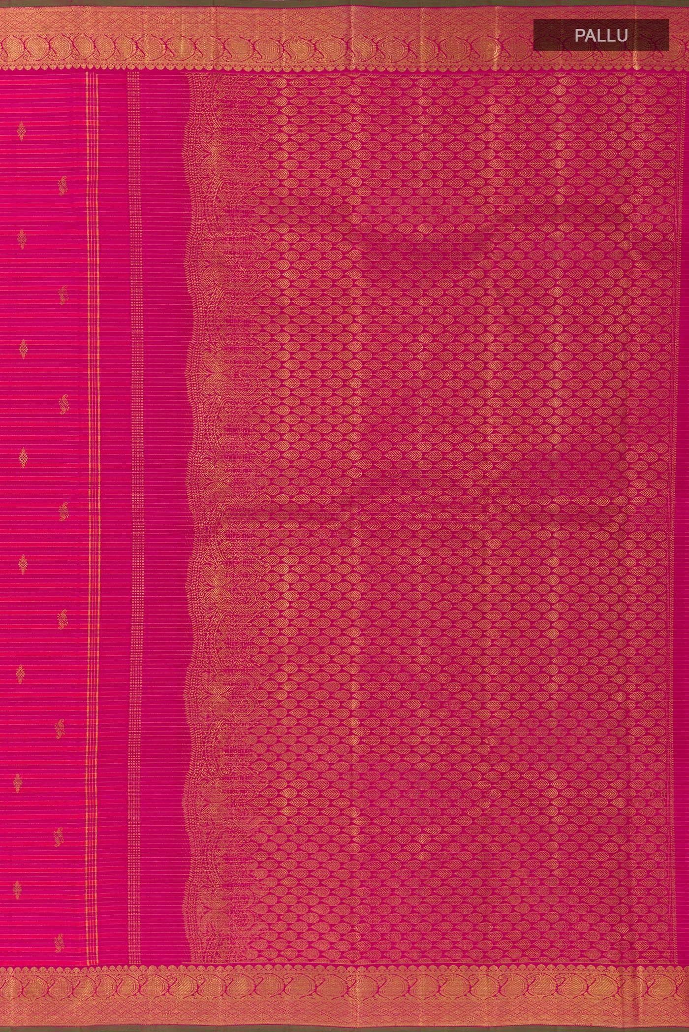 Pure Silk Pure Zari Pink Kanchipuram Saree - Image 6