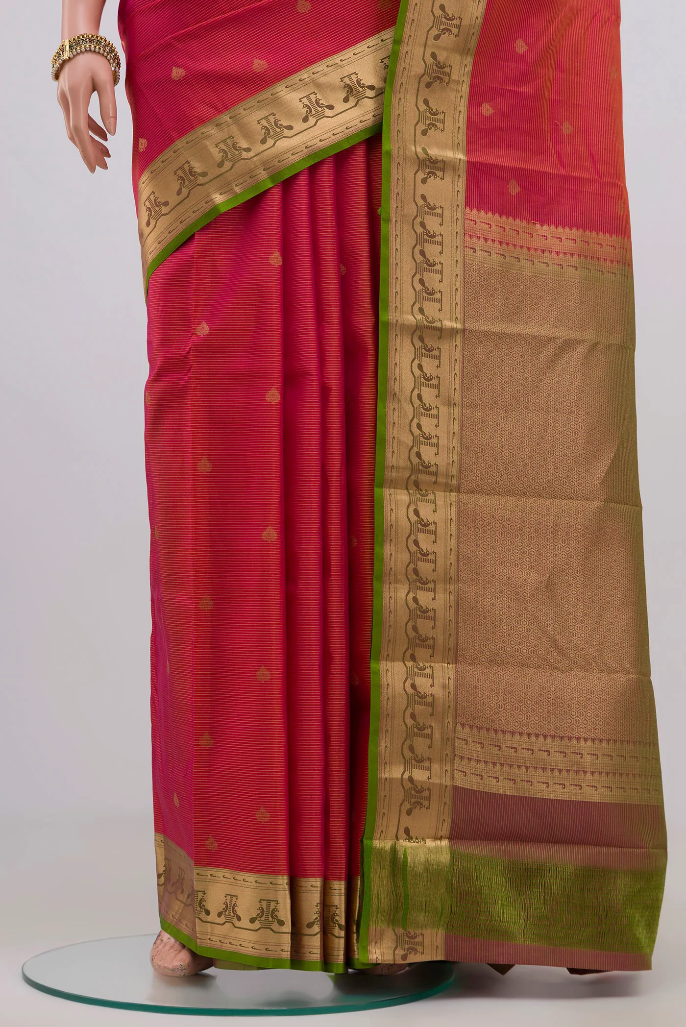 Pink Kanchipuram Silk Saree - Image 3