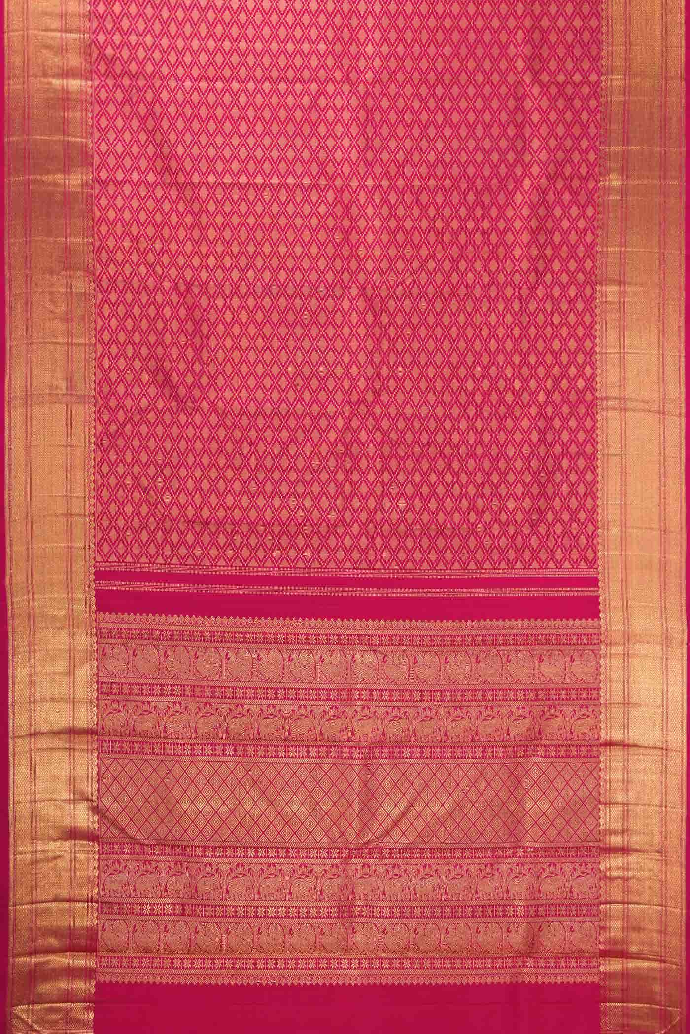 Pure Silk Pure Zari Pink Kanjivaram Saree - Image 4