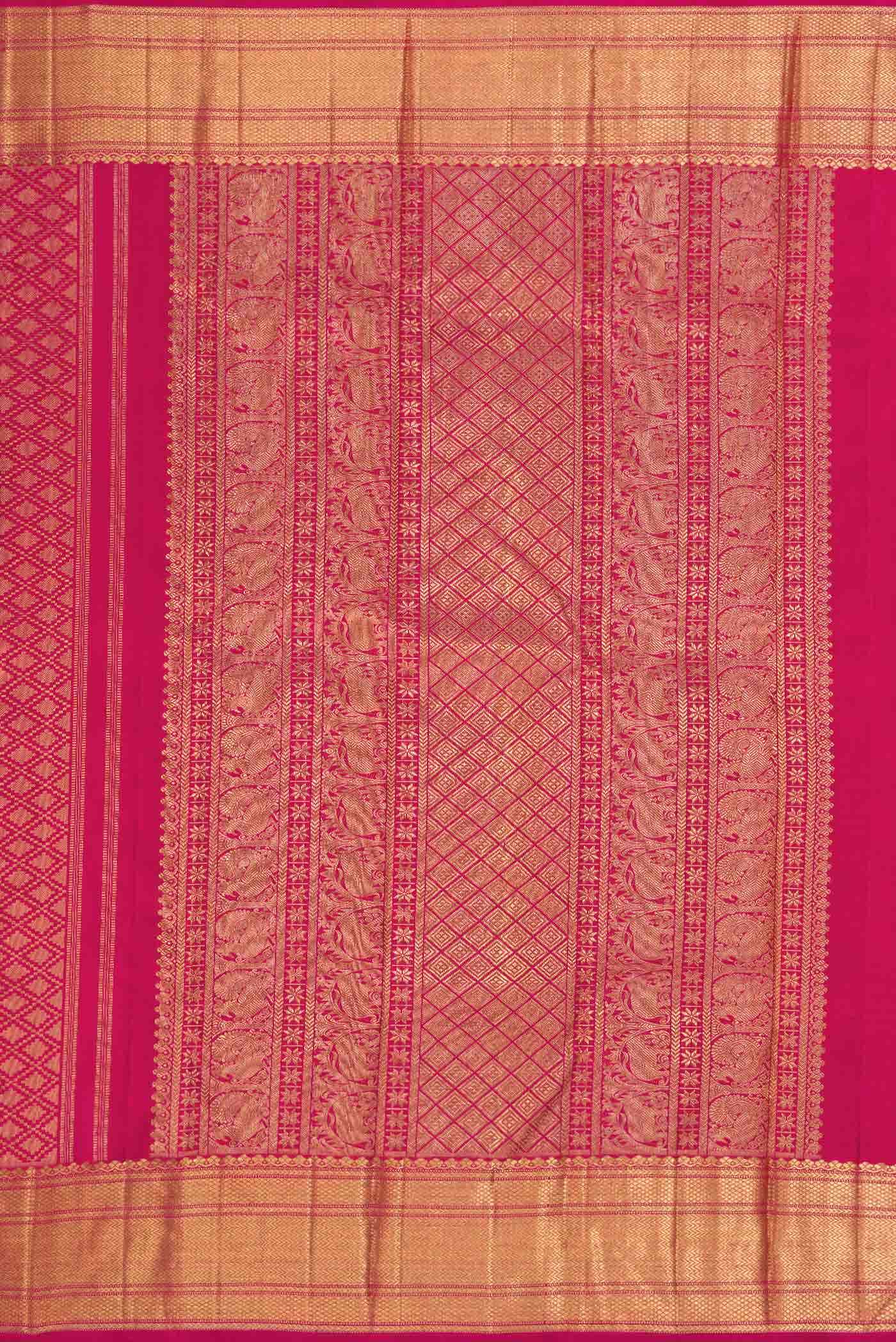 Pure Silk Pure Zari Pink Kanjivaram Saree - Image 5