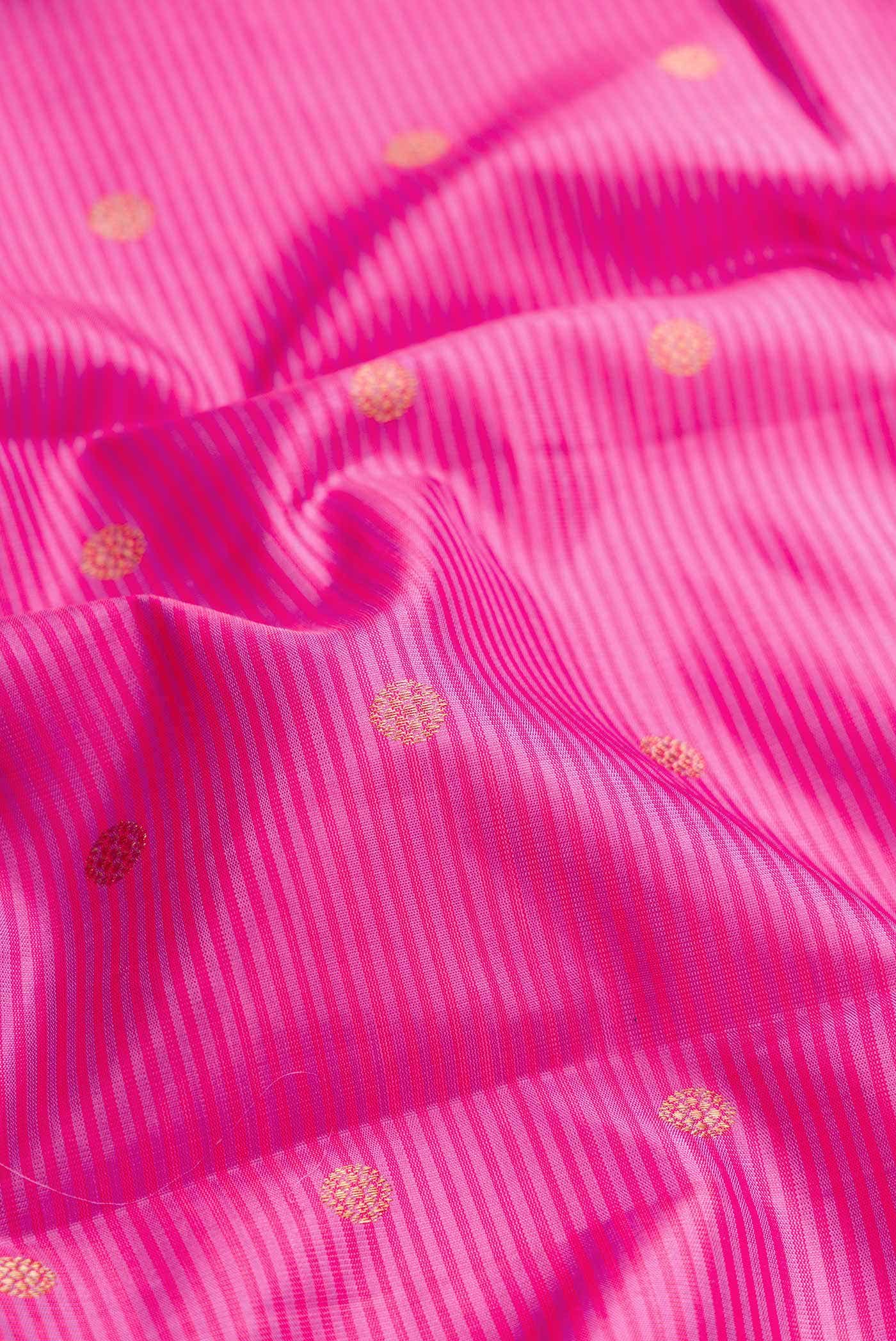 Pure Silk Pure Zari Pink Kanchipuram Saree - Image 3