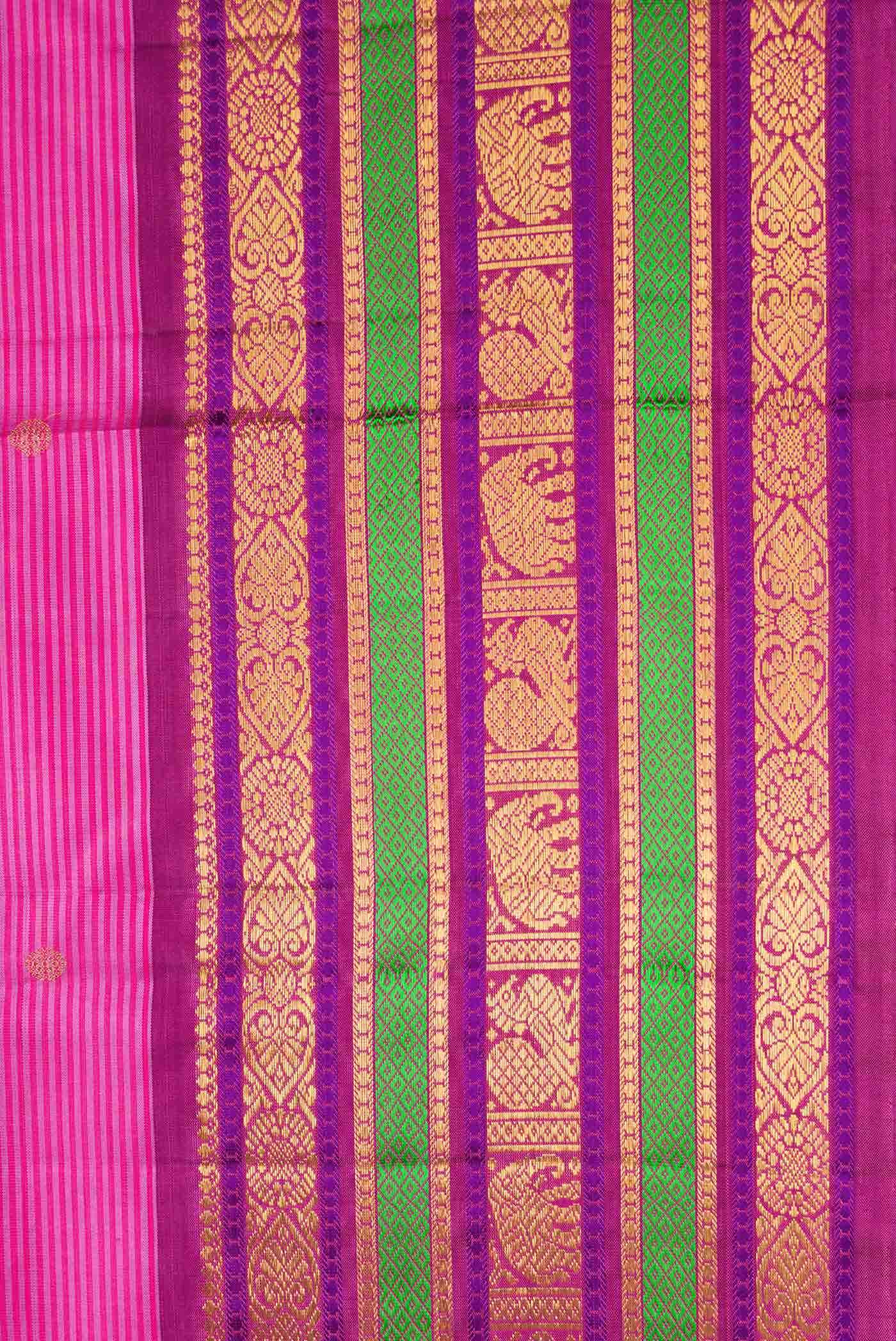 Pure Silk Pure Zari Pink Kanchipuram Saree - Image 5