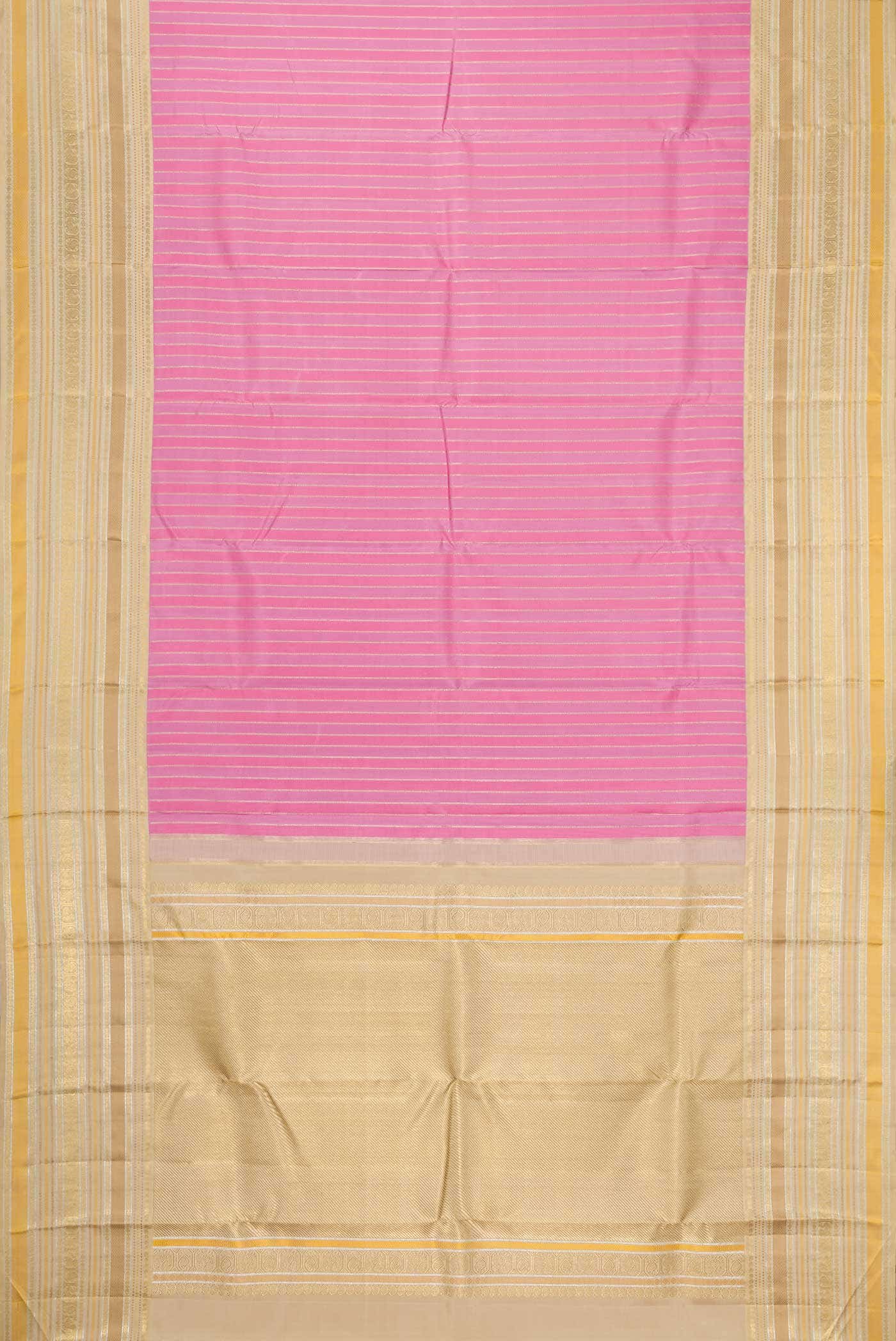 Pure Silk Pure Zari Pink Kanchipuram Saree - Image 10