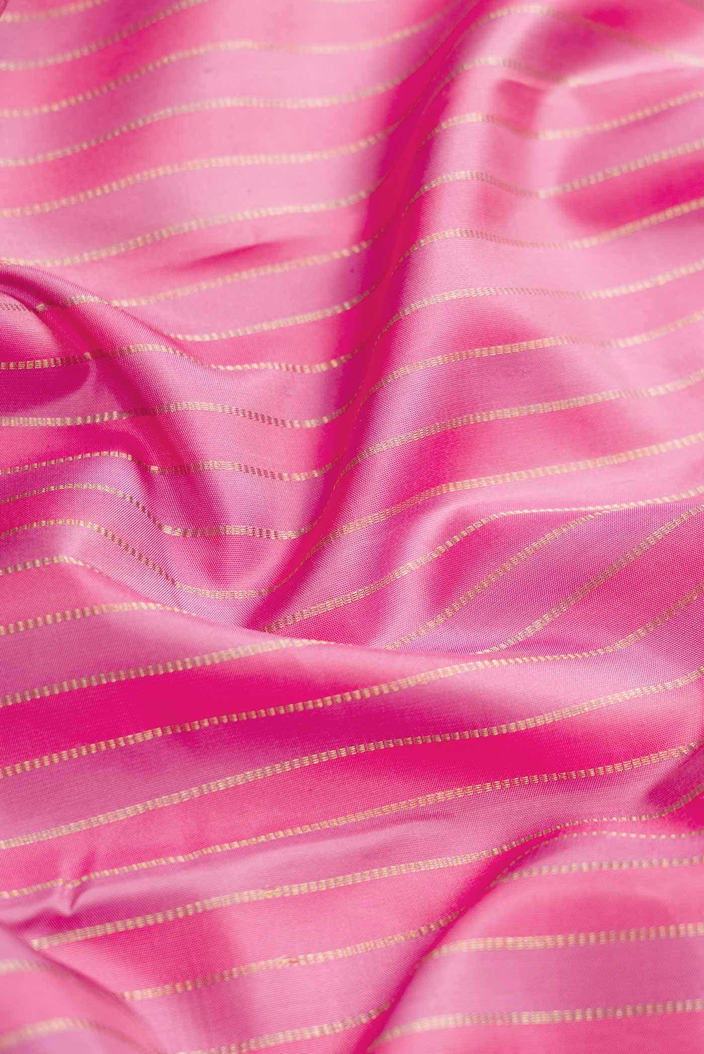 Pure Silk Pure Zari Pink Kanchipuram Saree - Image 3