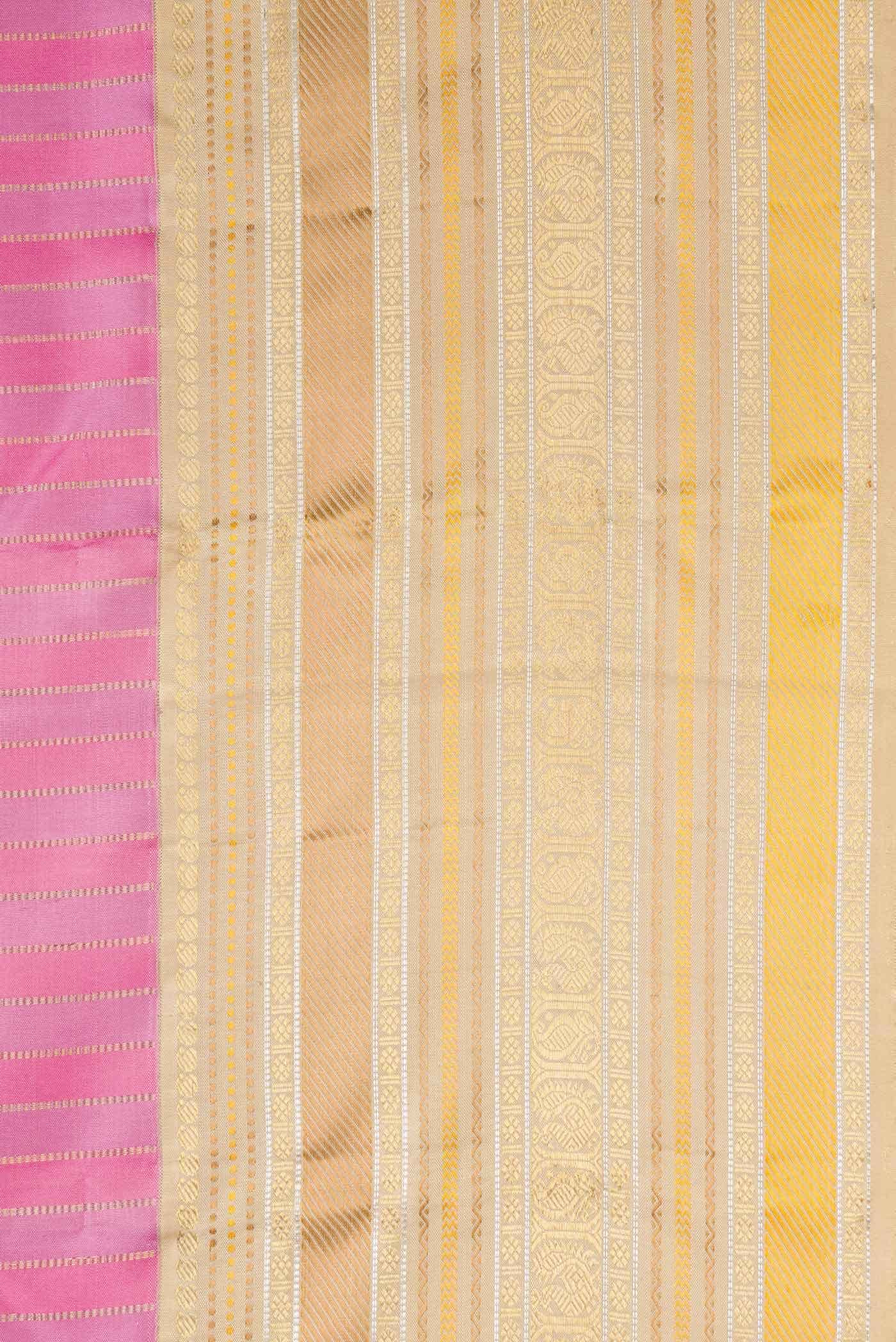 Pure Silk Pure Zari Pink Kanchipuram Saree - Image 5