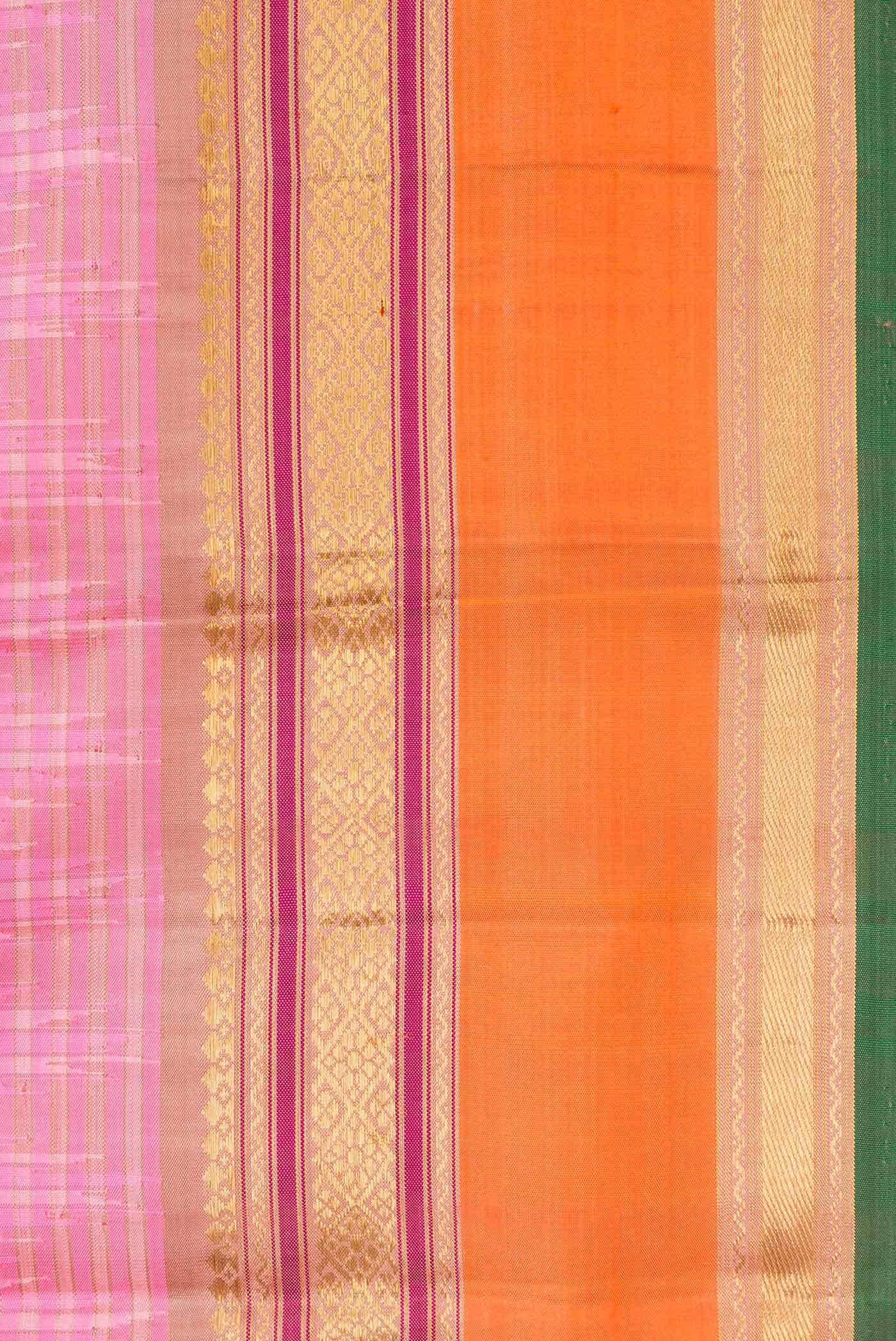Pure Silk Pure Zari Pink Kanchipuram Saree - Image 13