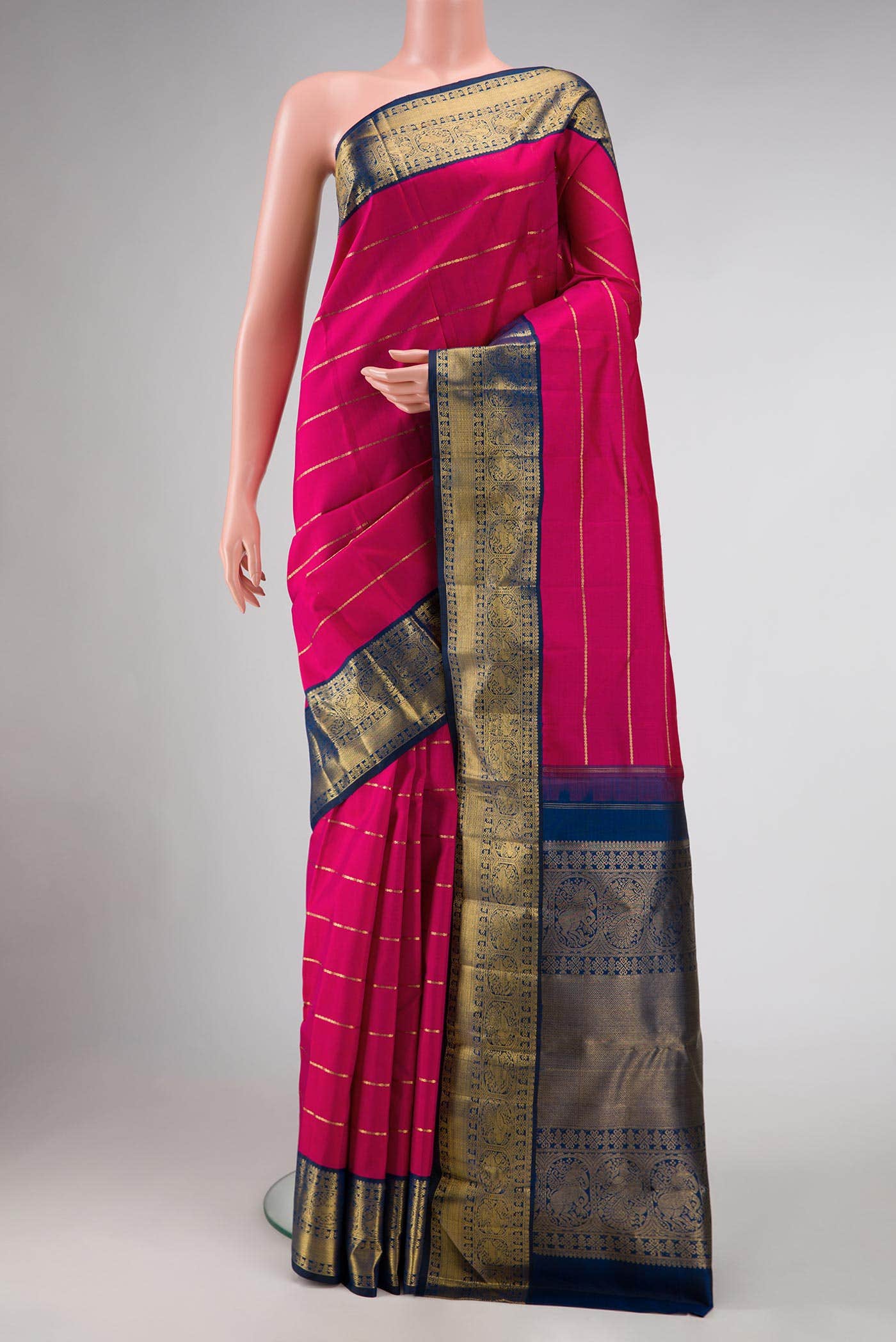 Pure Silk Pure Zari Pink Kanjivaram Saree