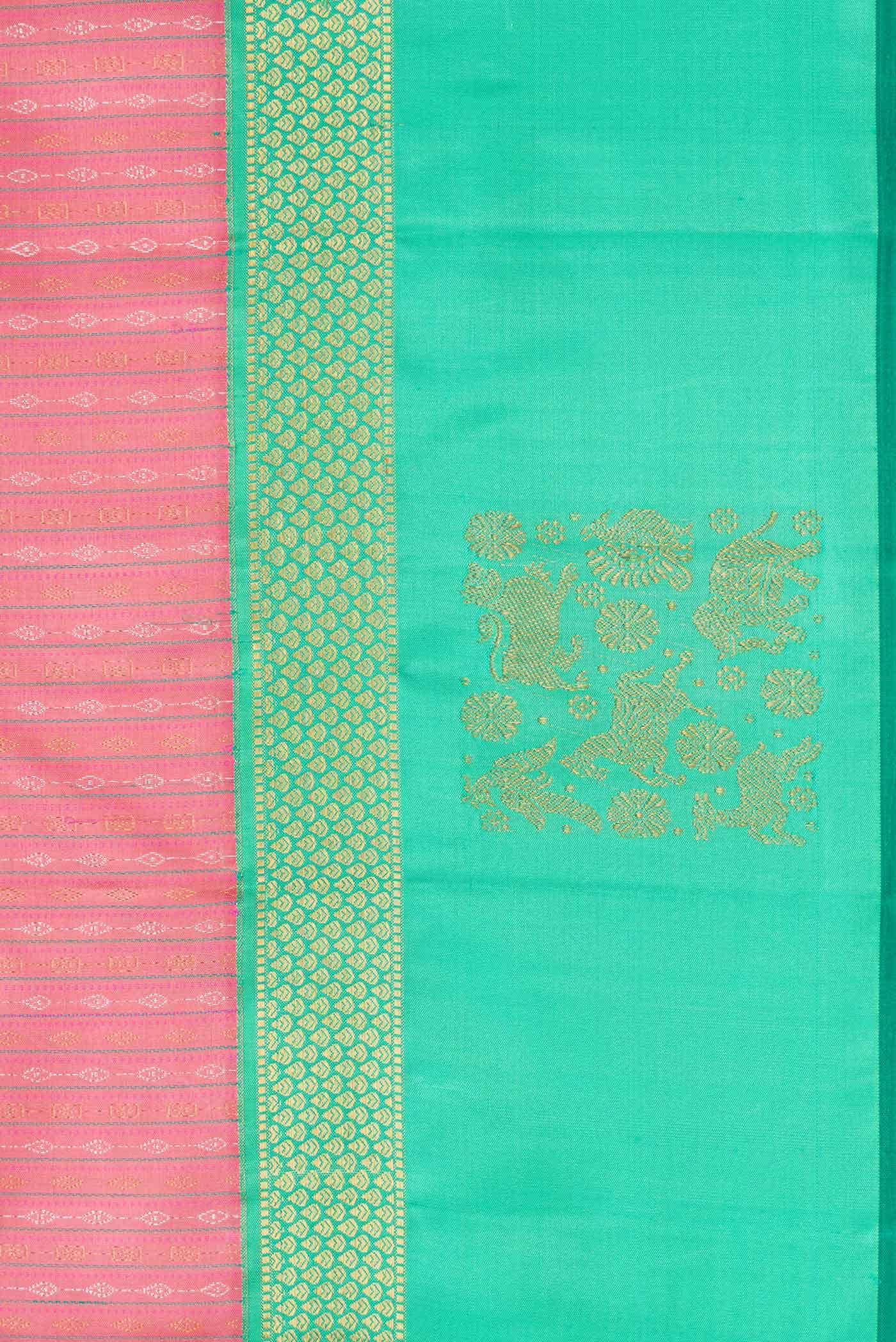 Pure Silk Pure Zari Pink Kanjivaram Saree - Image 6