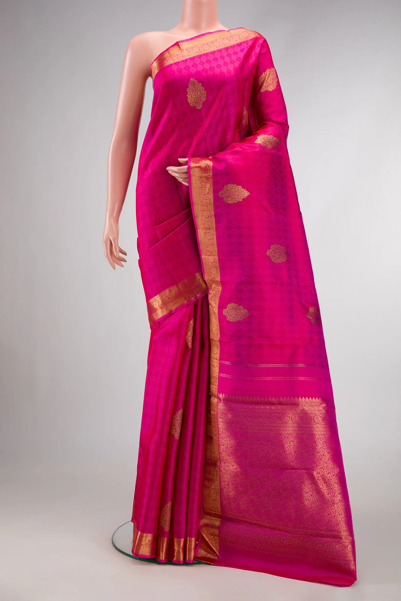 Pure Silk Pure Zari Pink Kanchipuram Saree