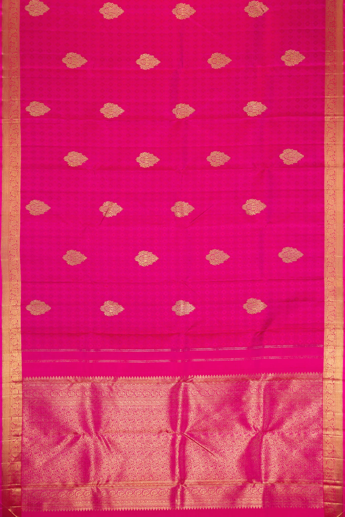 Pure Silk Pure Zari Pink Kanchipuram Saree - Image 6