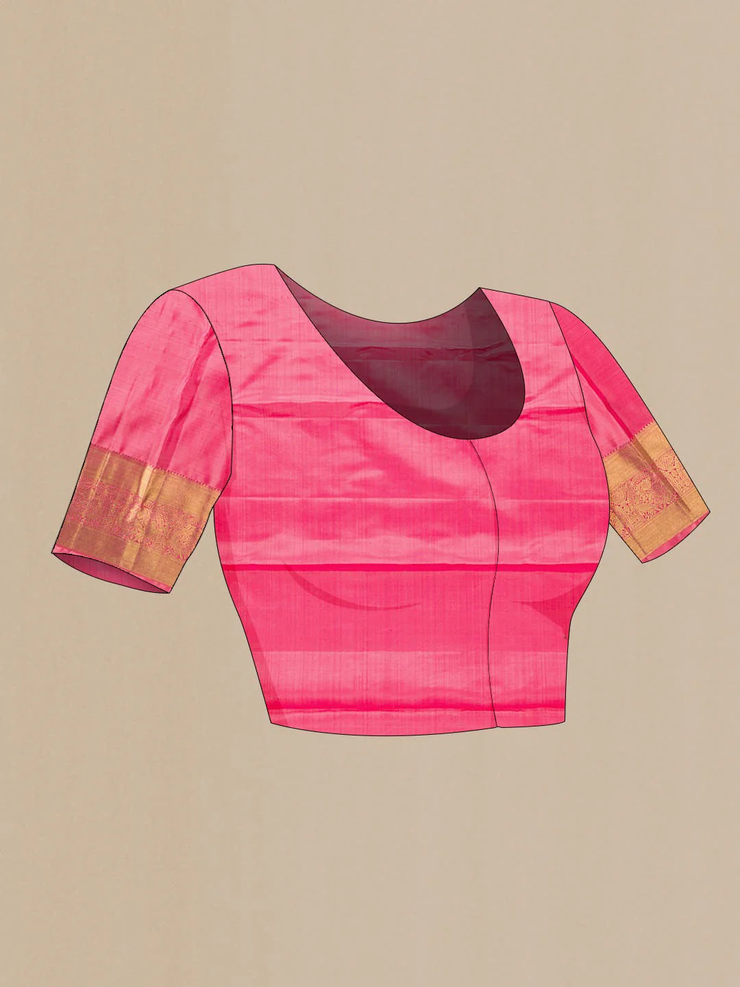 Pure Silk Pure Zari Pink Kanjivaram Saree - Image 7