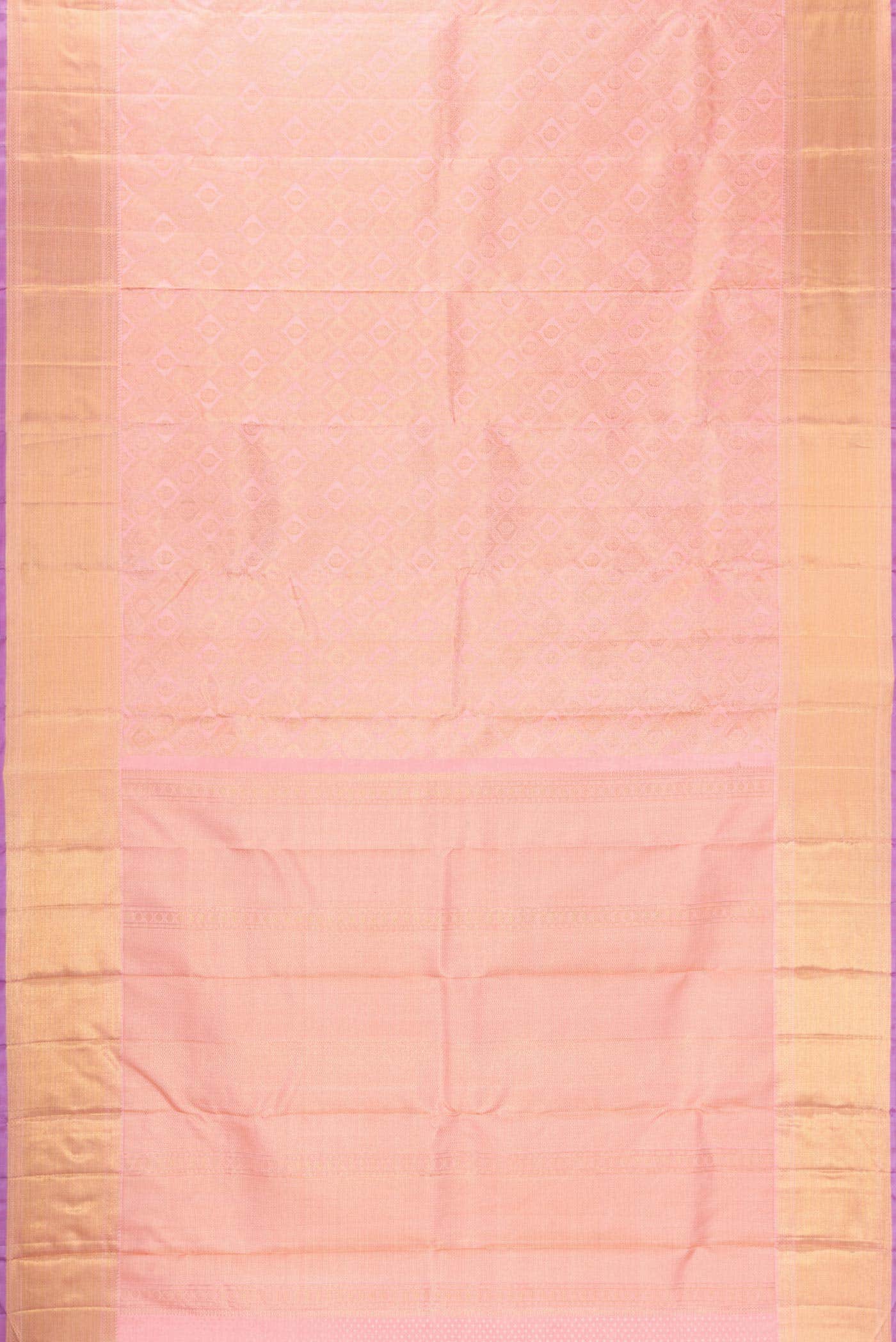 Pure Silk Pure Zari Rose pink Kanjivaram Saree - Image 4