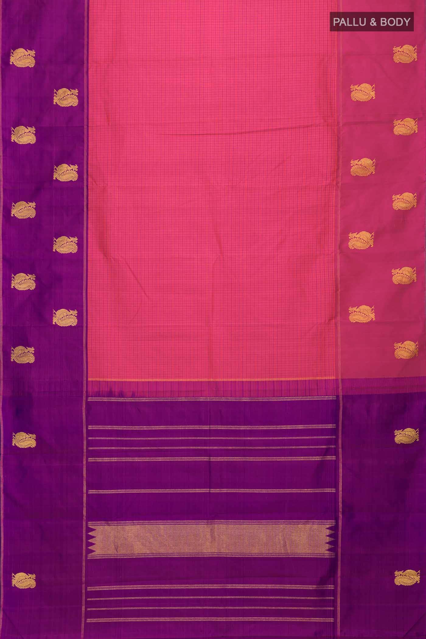 Pink Kanchipuram Silk Saree - Image 4