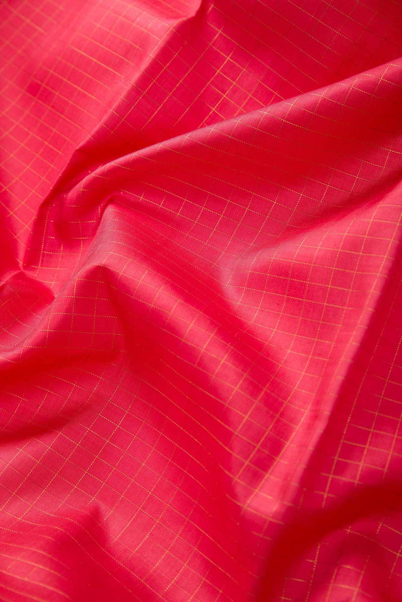 Pure Silk Pure Zari Pink Dual Tone Kanchipuram Saree - Image 3