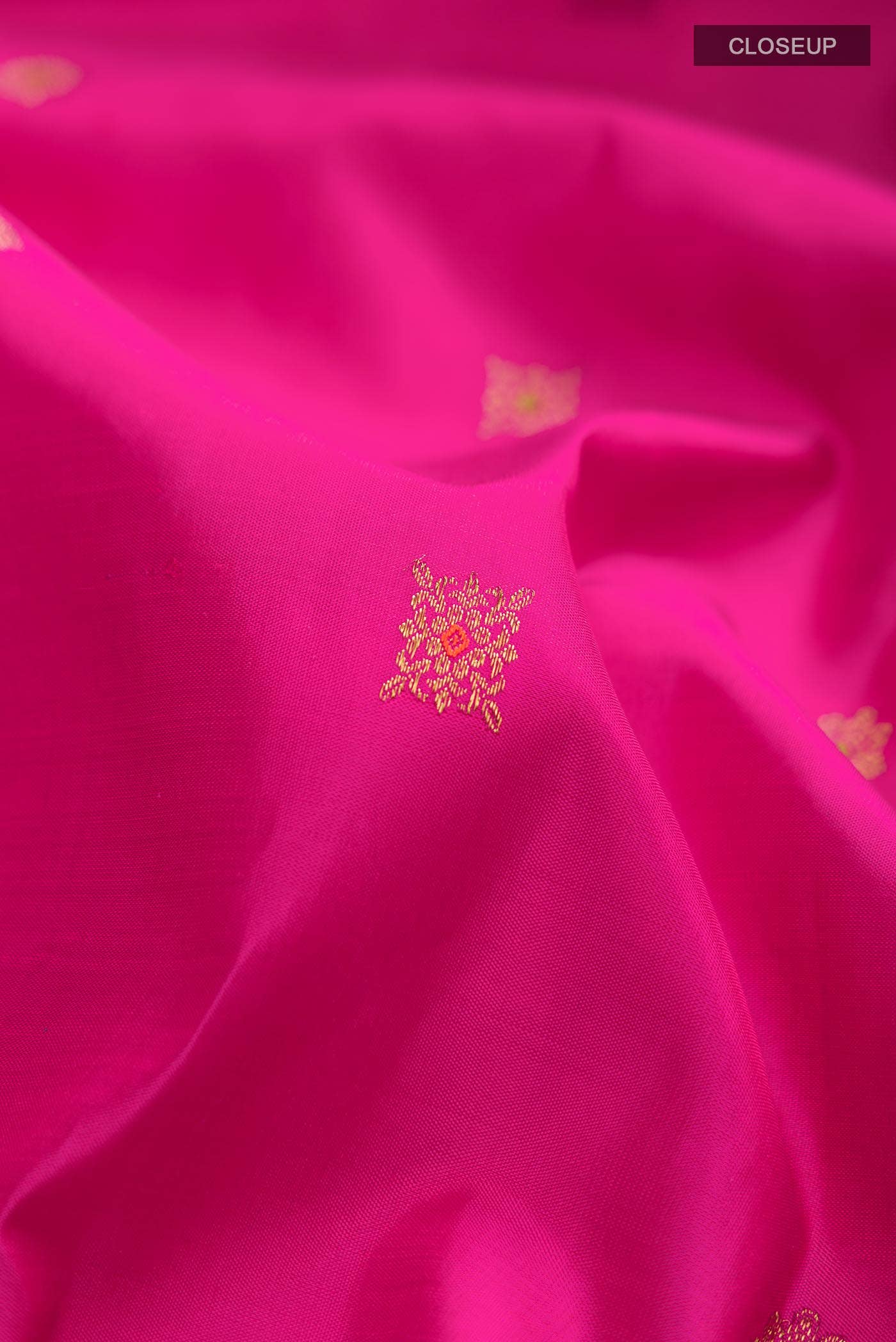 Pure Silk Pure Zari Pink Kanchipuram Saree - Image 3