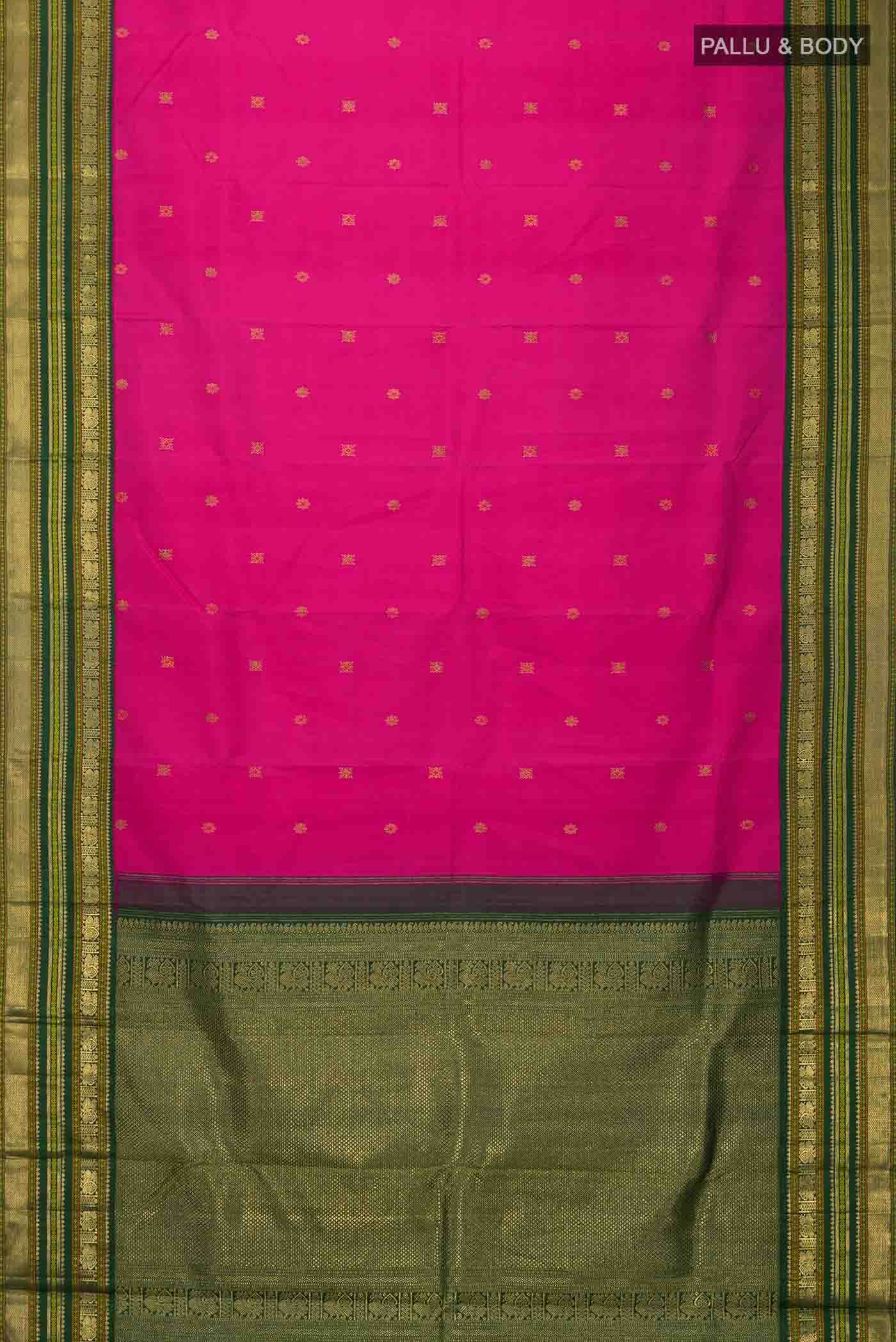 Pure Silk Pure Zari Pink Kanchipuram Saree - Image 4