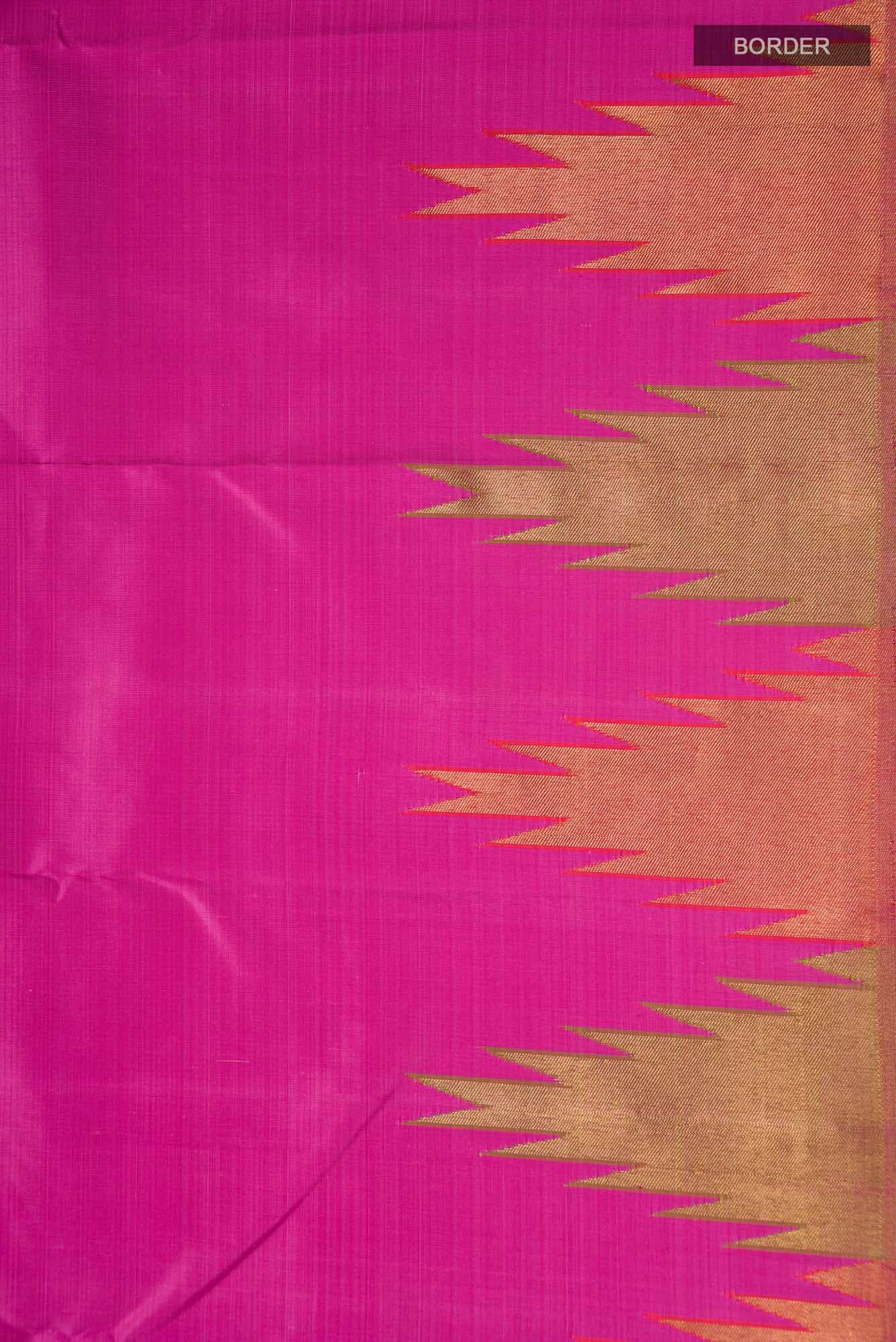 Pure Silk Pure Zari Pink Kanchipuram Saree - Image 6