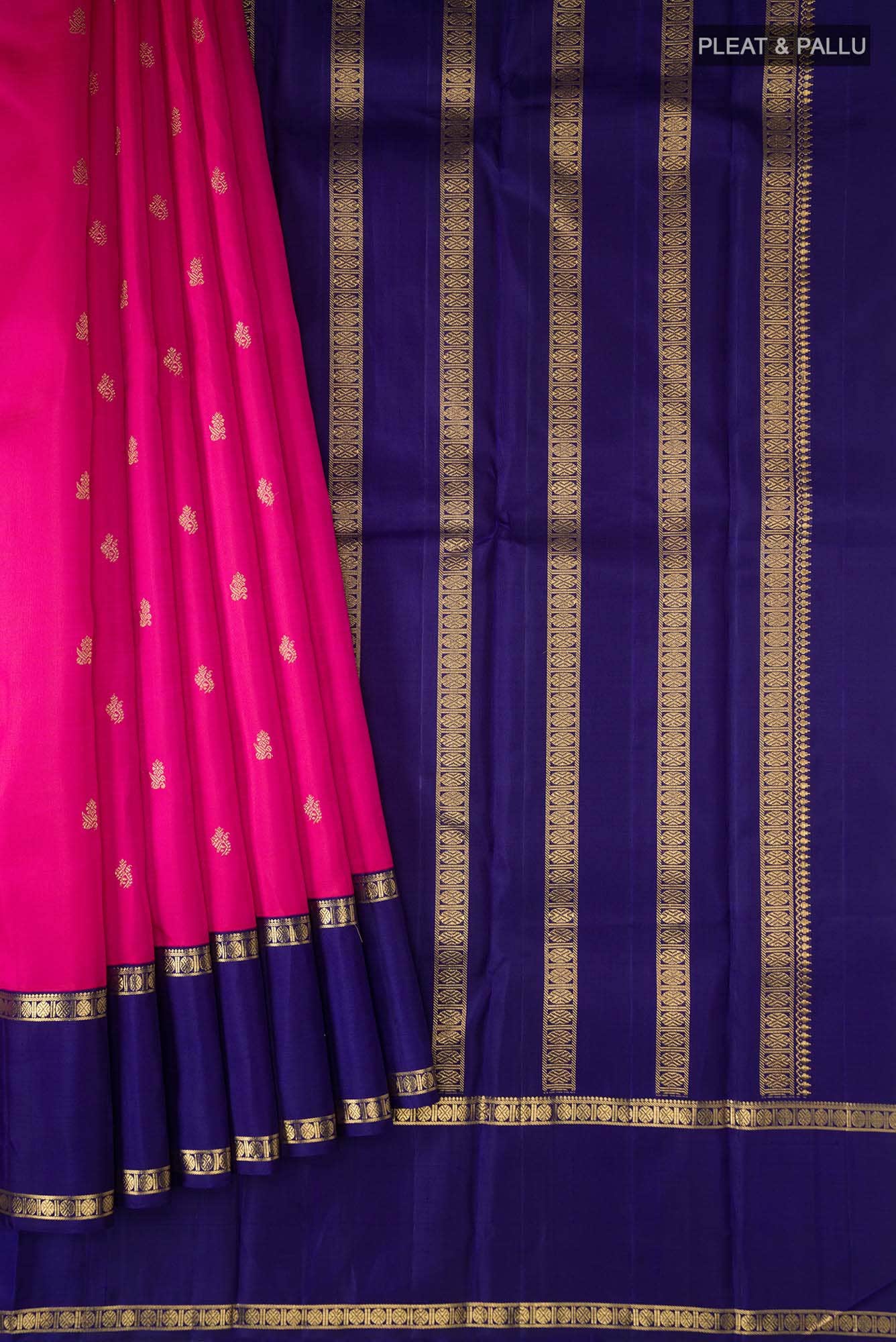 Pure Silk Pure Zari Pink Kanchipuram Saree - Image 2