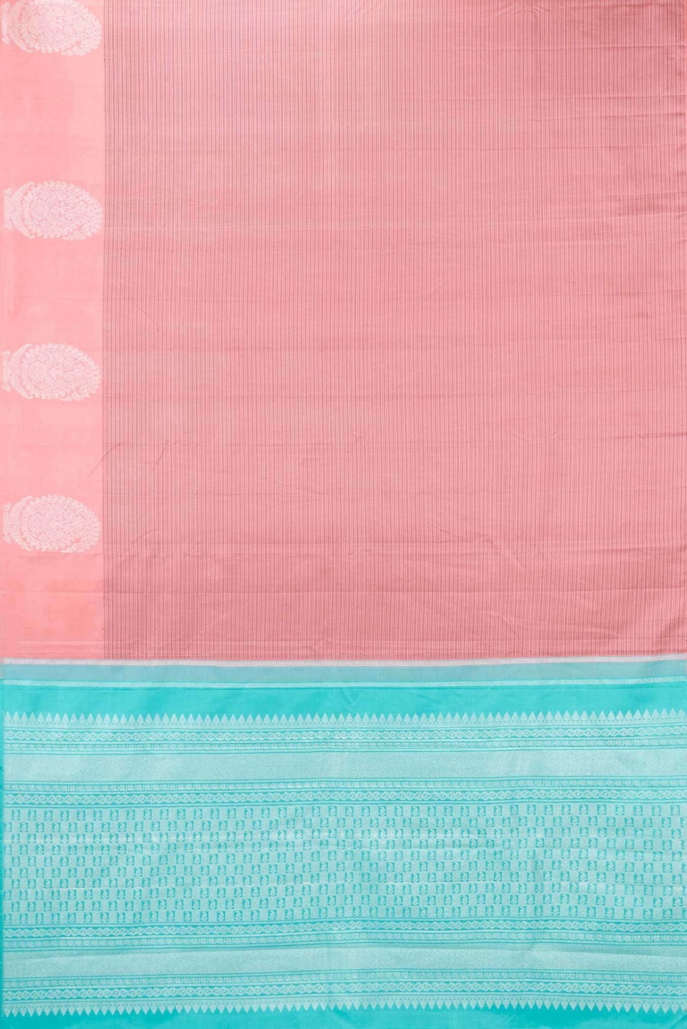 Pure Silk Pure Zari Pink Kanjivaram Saree - Image 4