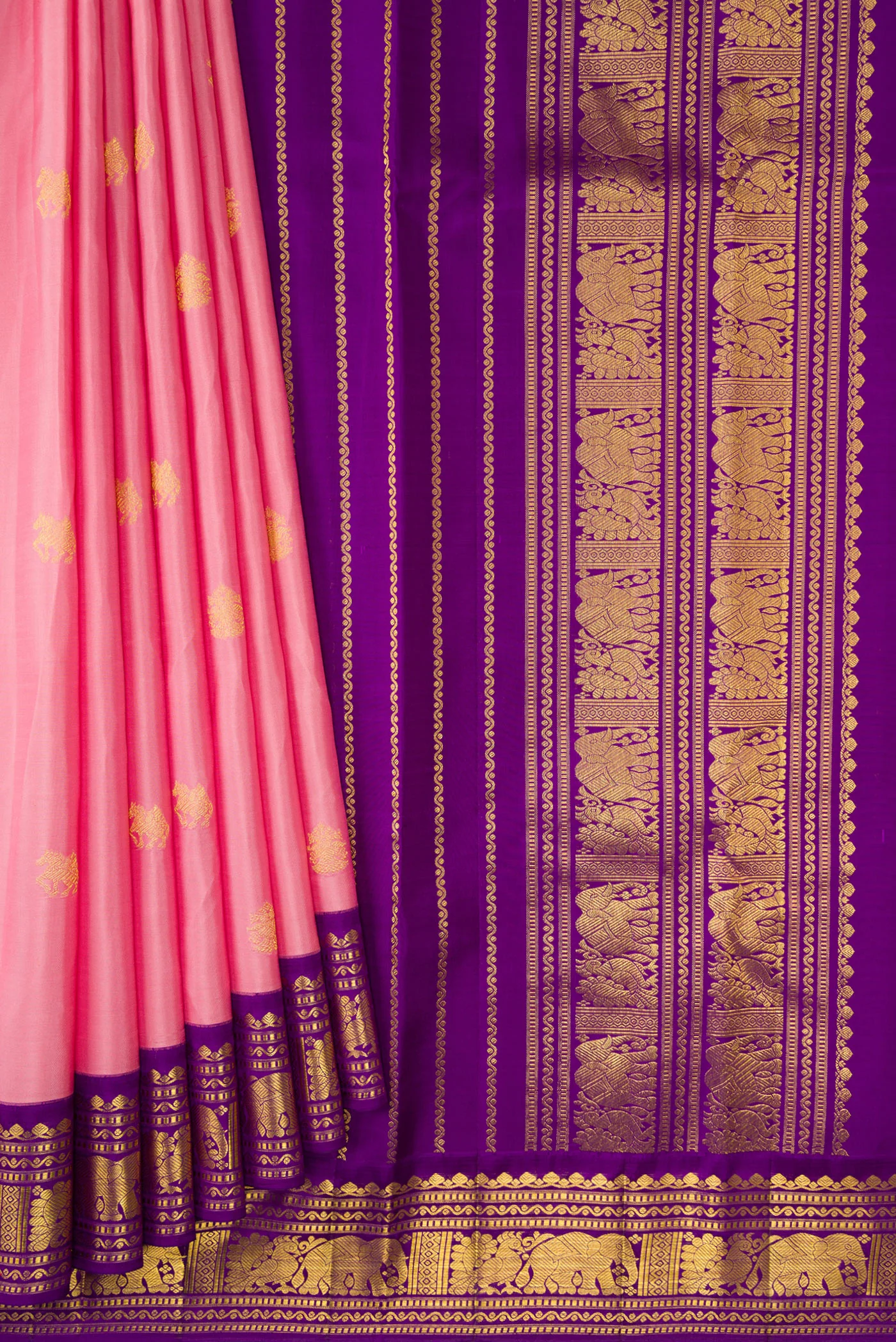 Pink Kanchipuram Silk Saree - Image 4