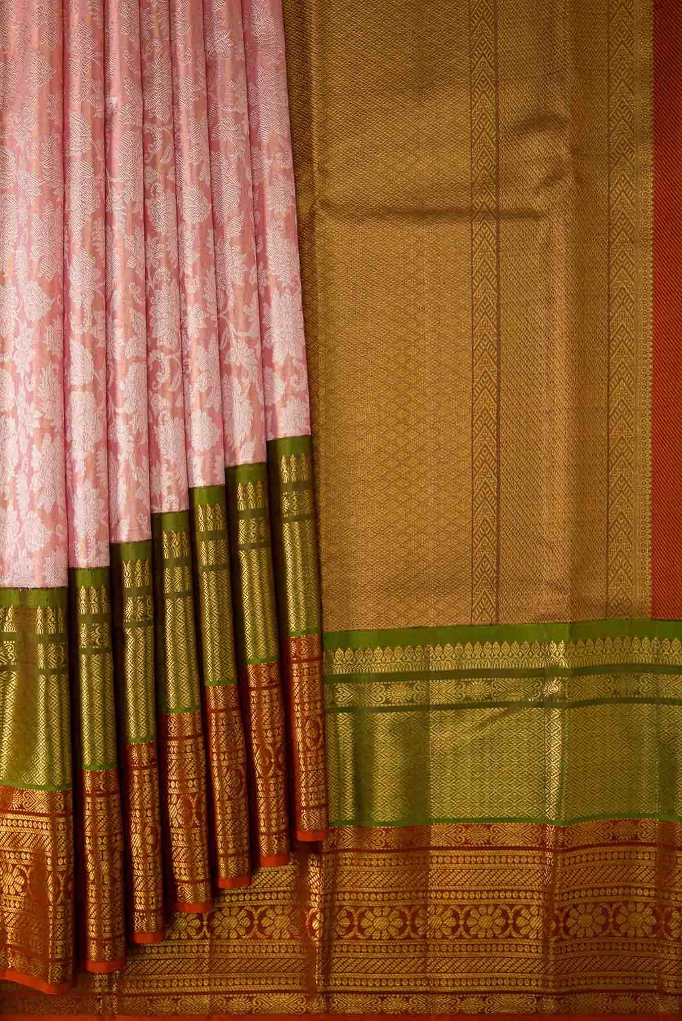 Rose Gold Kanjivaram Tissue Silk Saree - Image 2