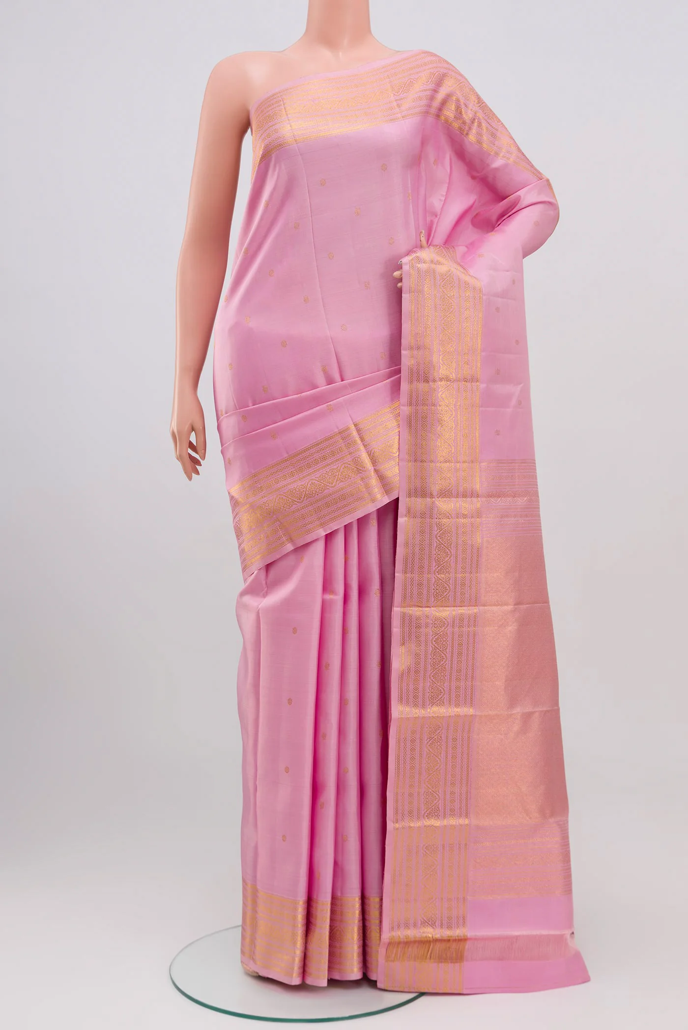 Rose pink Kanjivaram Silk Saree