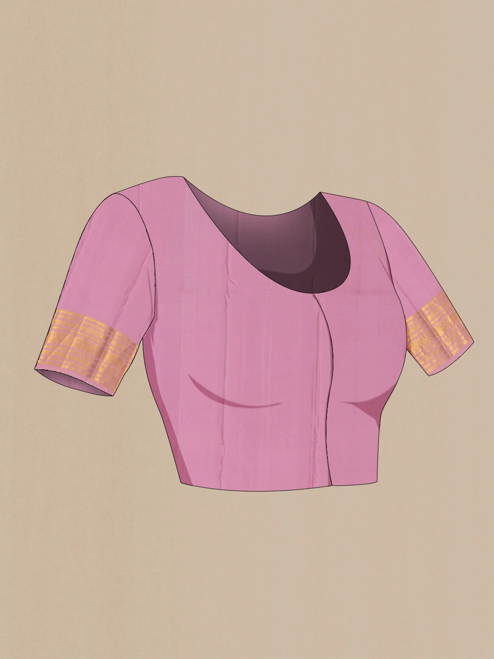 Rose pink Kanjivaram Silk Saree - Image 4