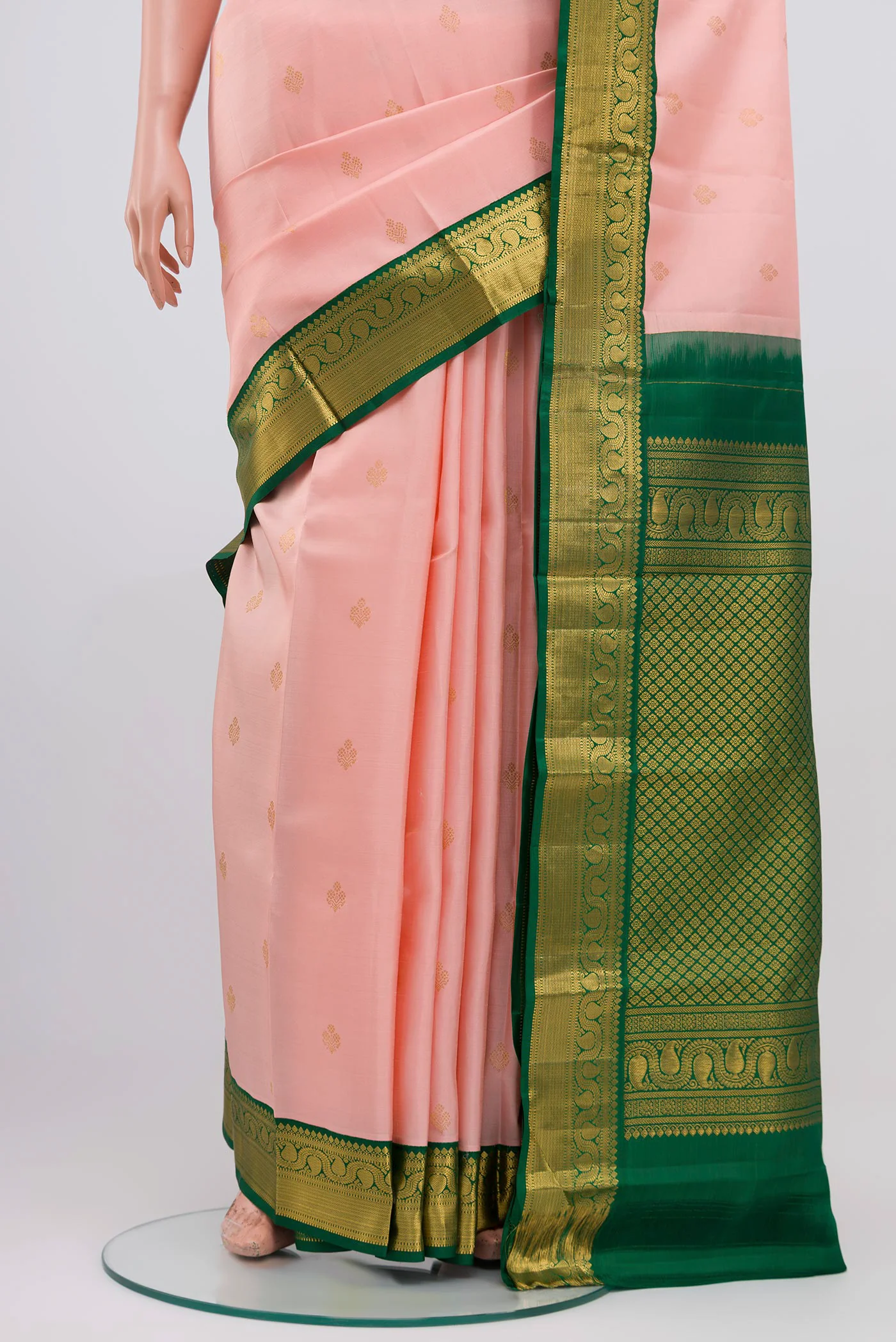Rose pink Kanjivaram Silk Saree - Image 3
