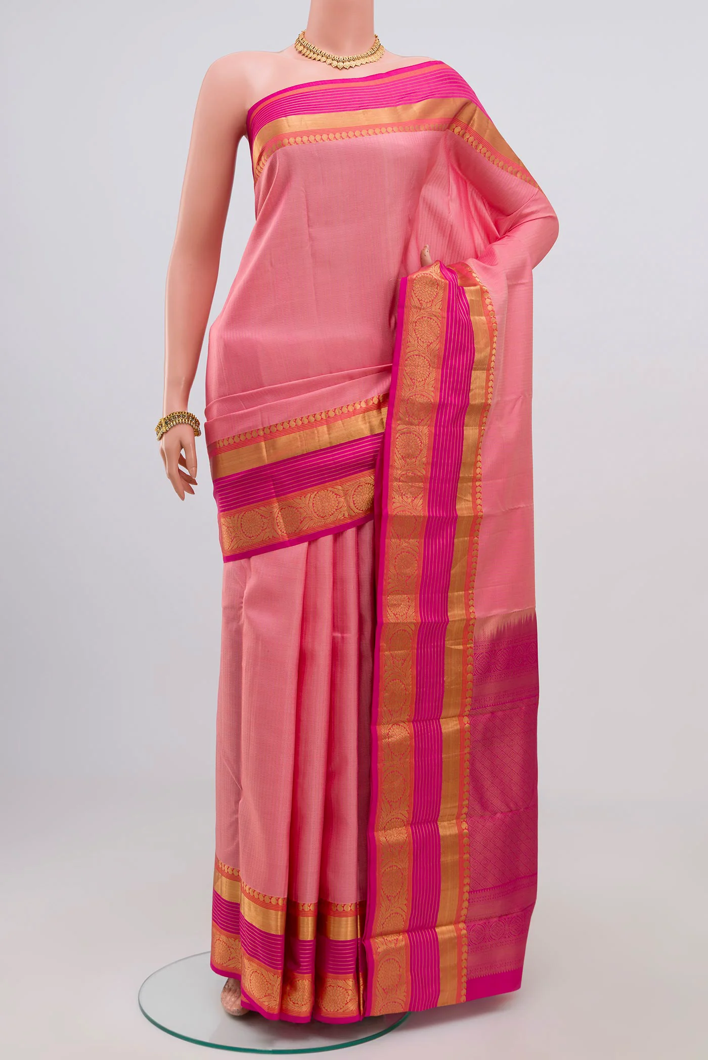 Rose pink Kanjivaram Saree