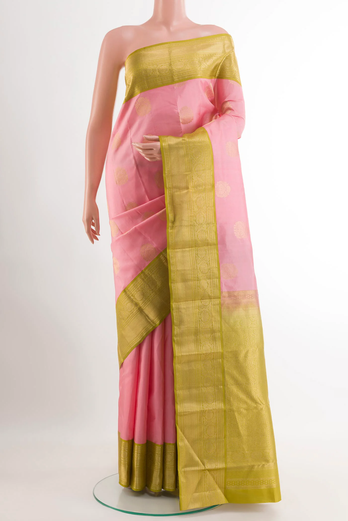 Rose pink Kanjivaram Silk Saree
