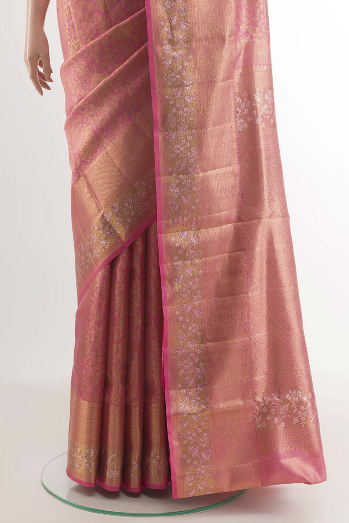 Rose Gold Kanjivaram Tissue Silk Saree - Image 3