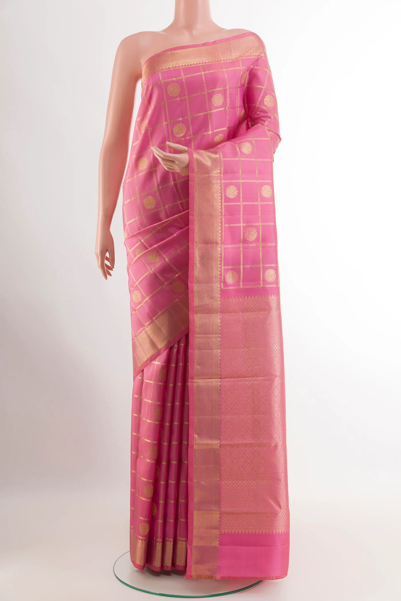 Rose pink Kanjivaram Silk Saree