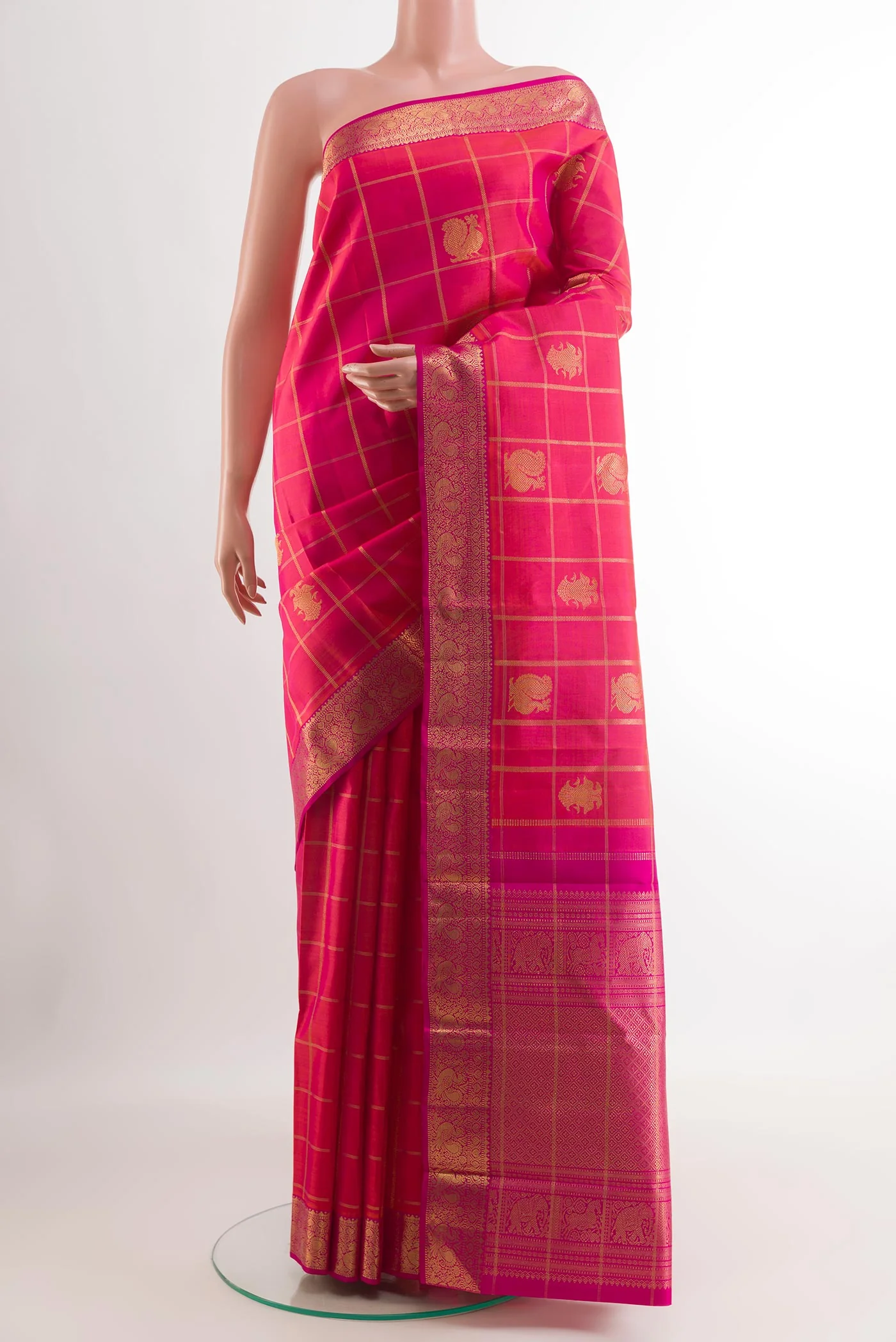 Pure Silk Pure Zari Pink Kanjivaram Saree