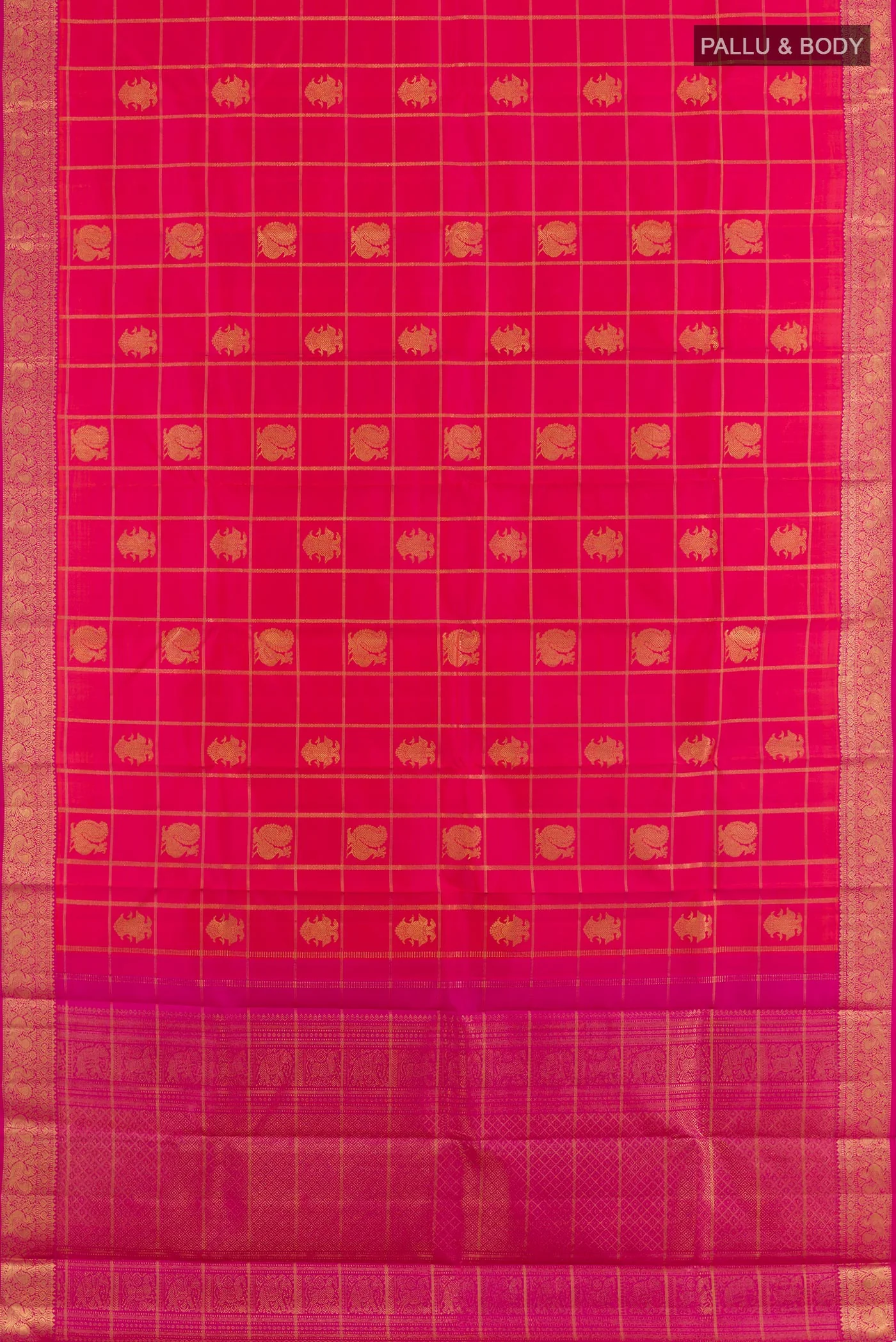 Pure Silk Pure Zari Pink Kanjivaram Saree - Image 5