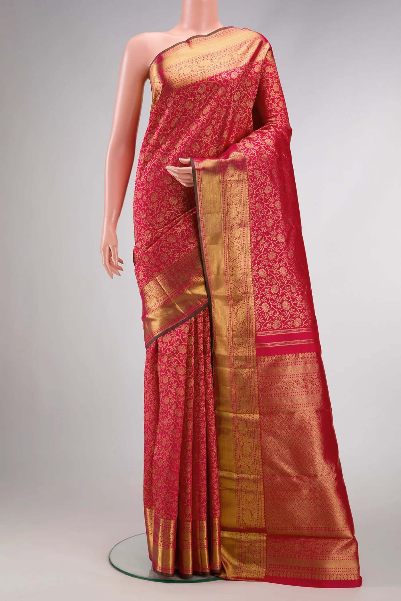 Pure Silk Pure Zari Pink Kanjivaram Saree