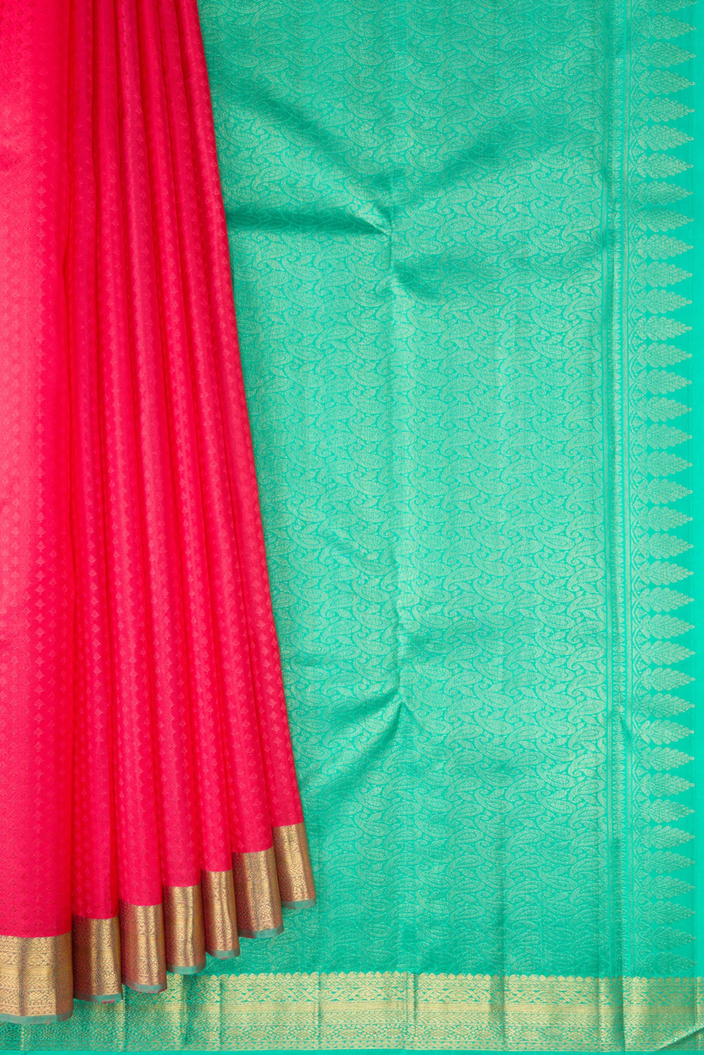Pure Silk Pure Zari Pink Kanjivaram Saree - Image 4