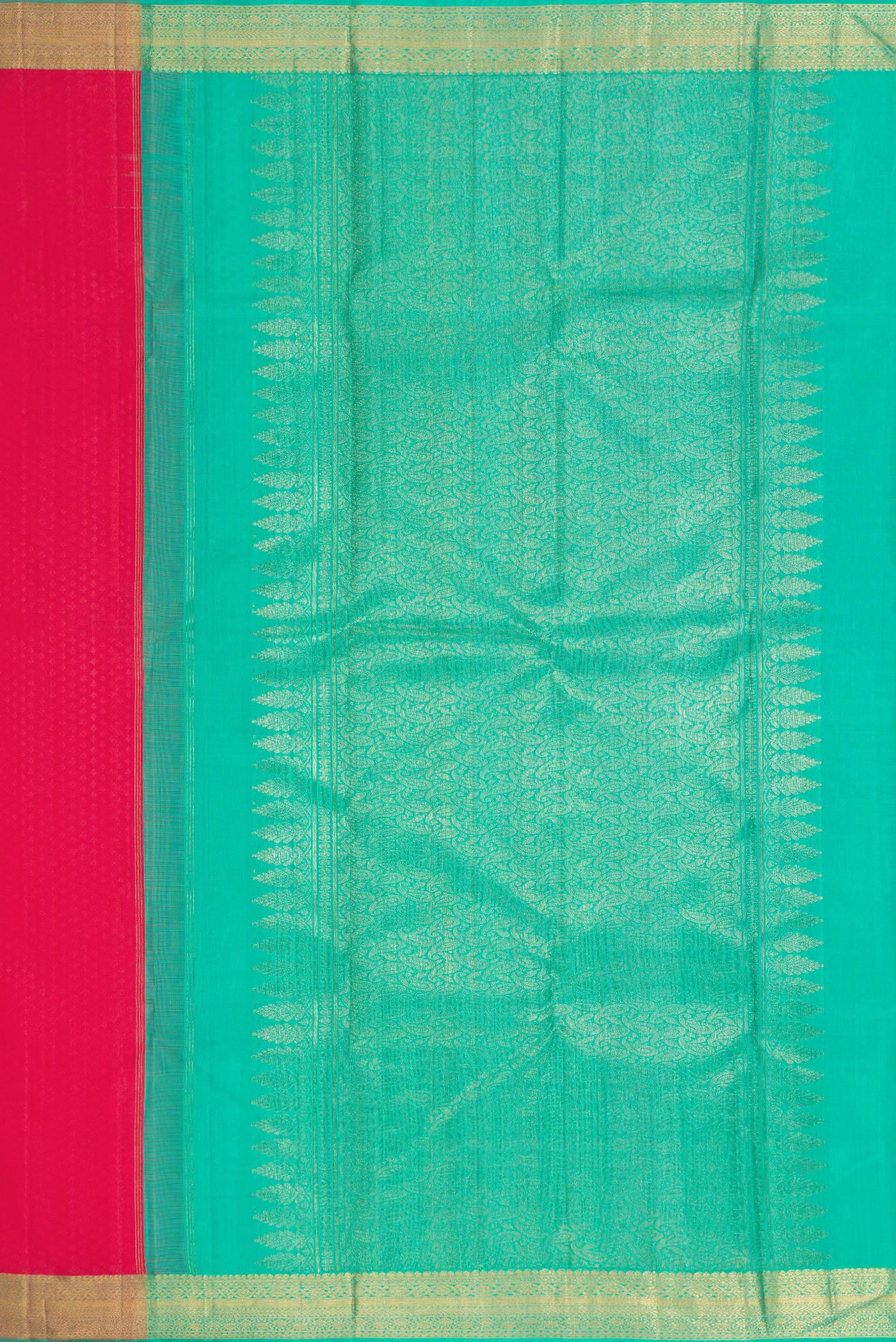 Pure Silk Pure Zari Pink Kanjivaram Saree - Image 7
