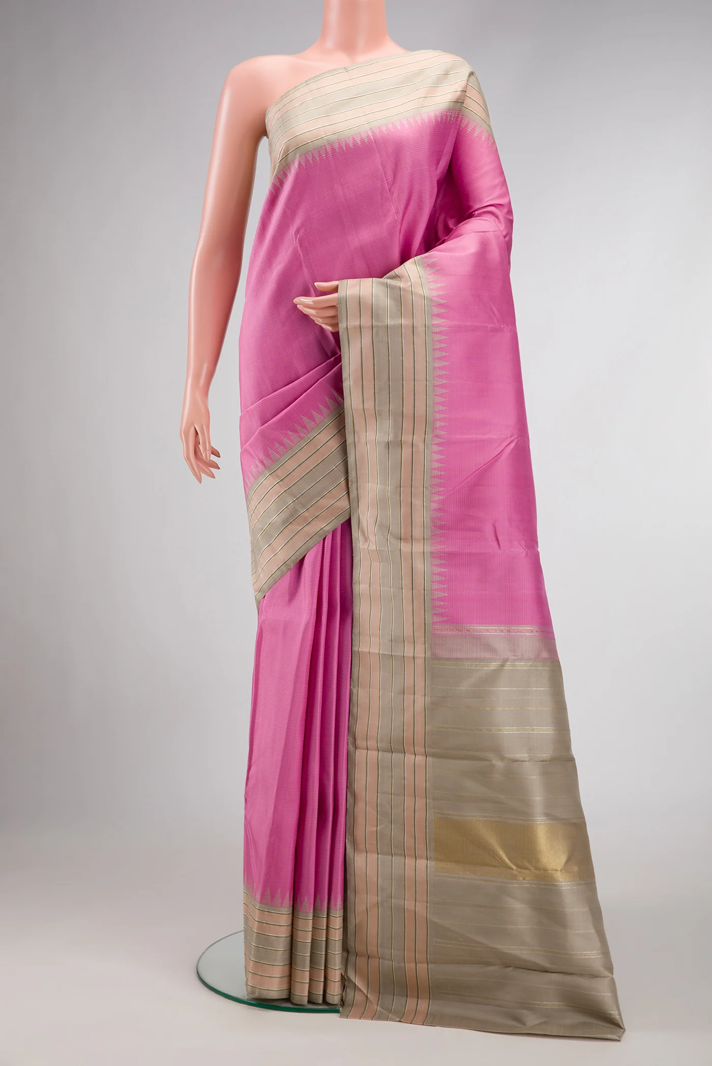 Pure Silk Pure Zari Pink Kanjivaram Saree