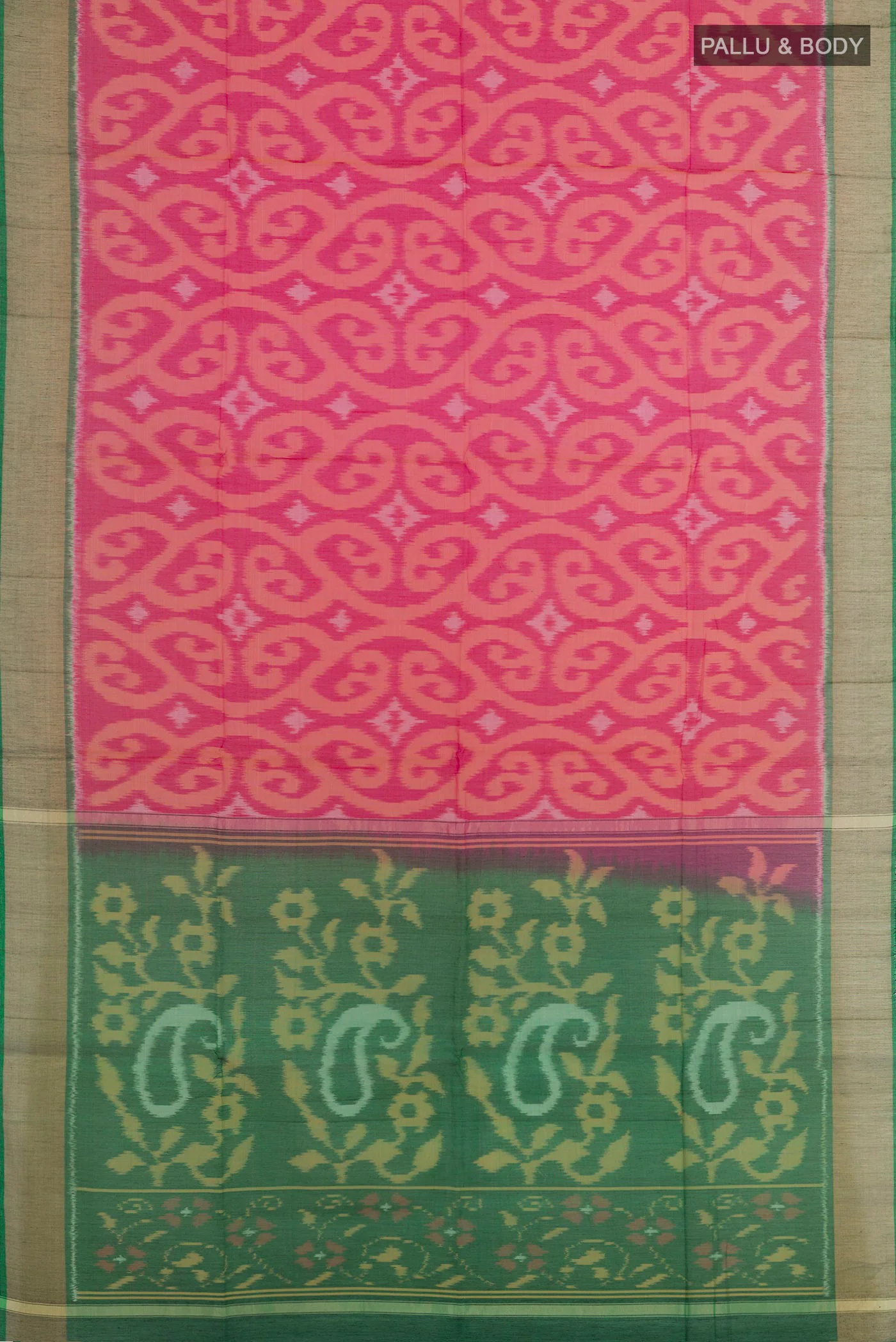 Pink Silk Cotton Saree - Image 3