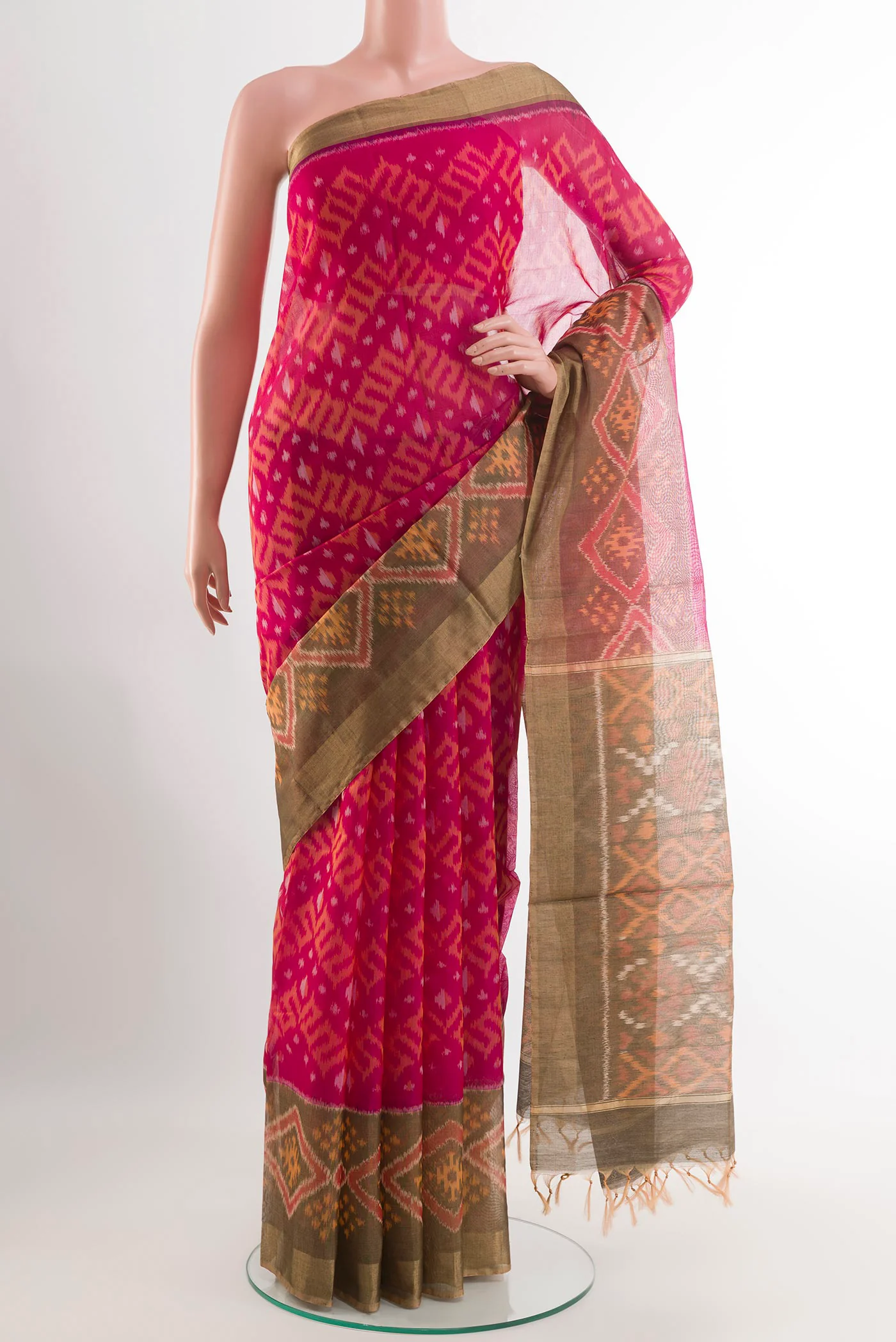 Pink Silk Cotton Saree
