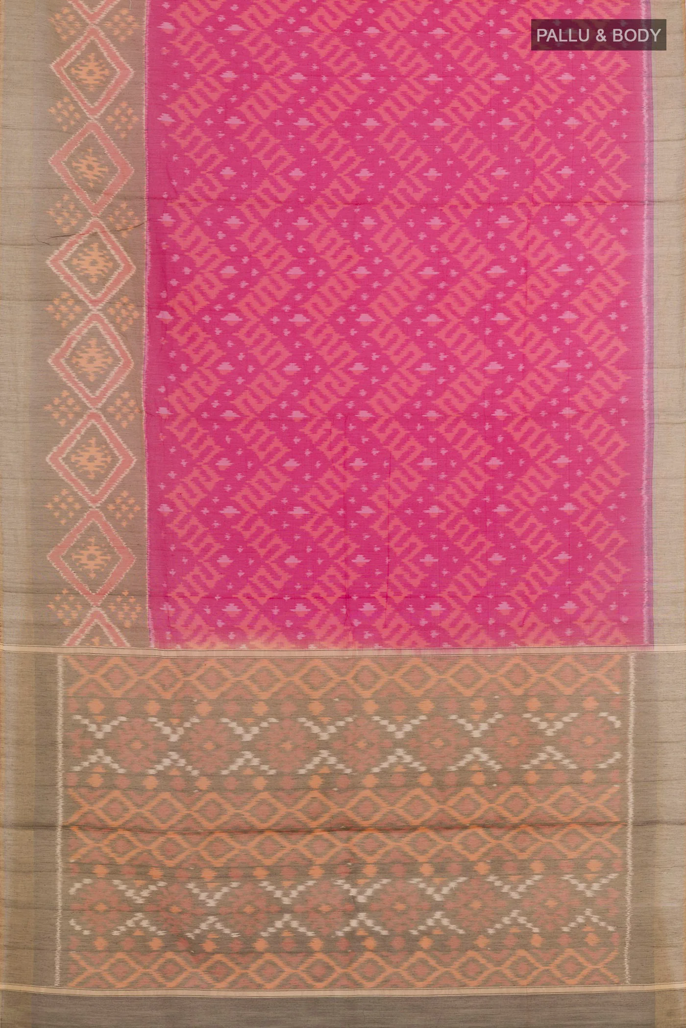 Pink Silk Cotton Saree - Image 3