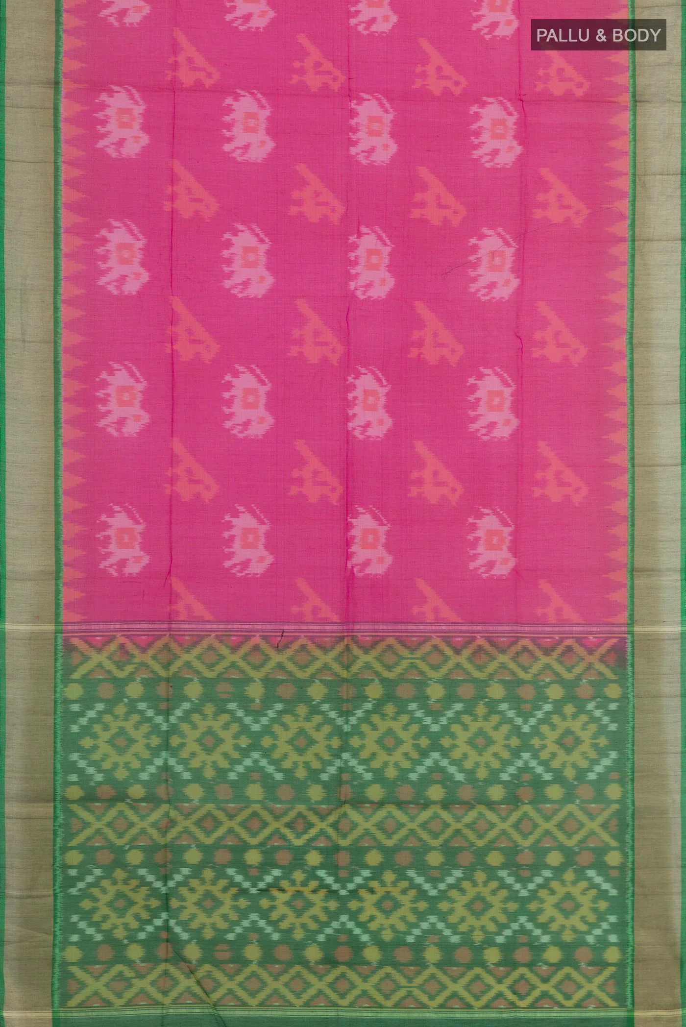 Pink Silk Cotton Saree - Image 3