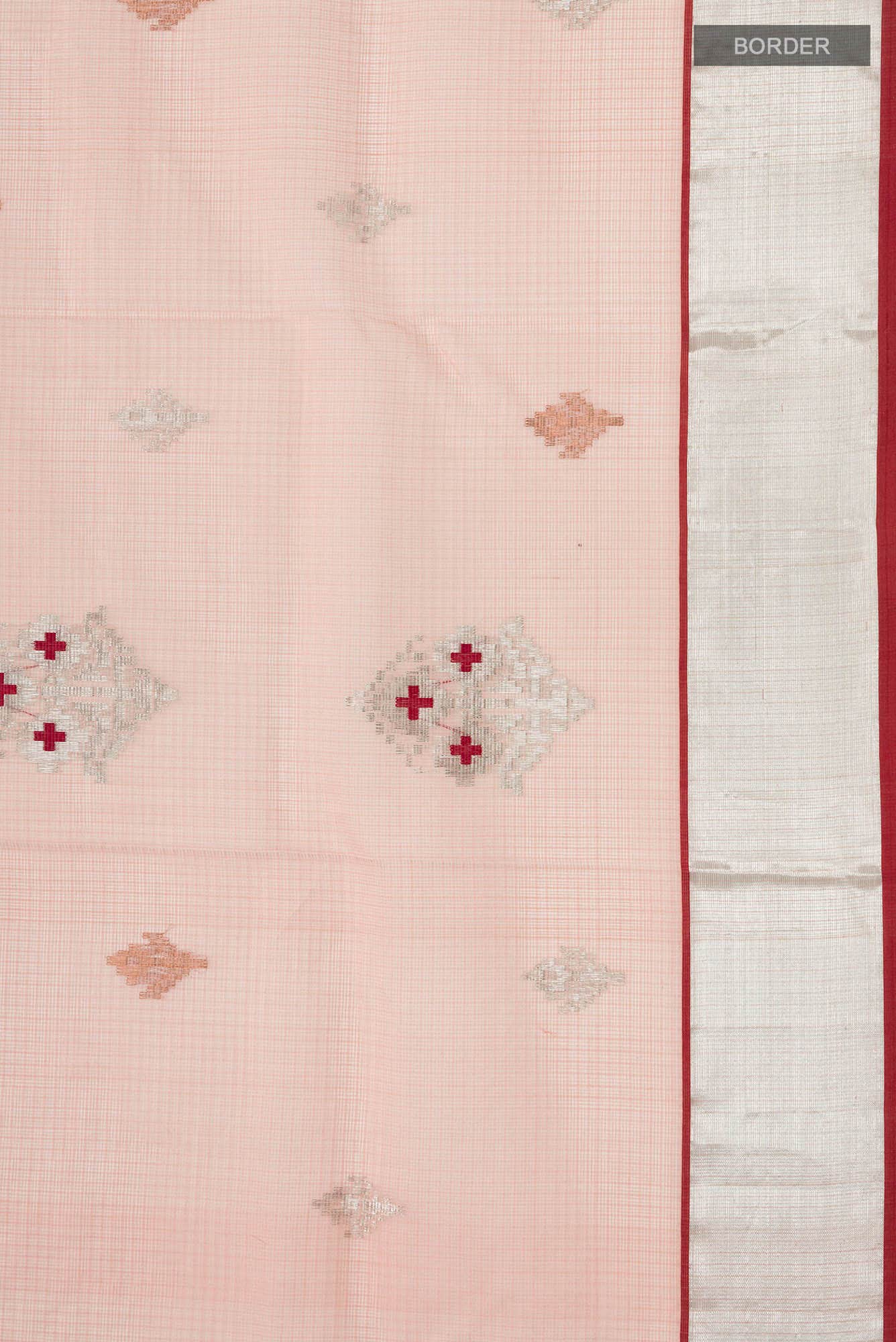 Pure Silk Pure Zari Peach Kora Saree - Image 5