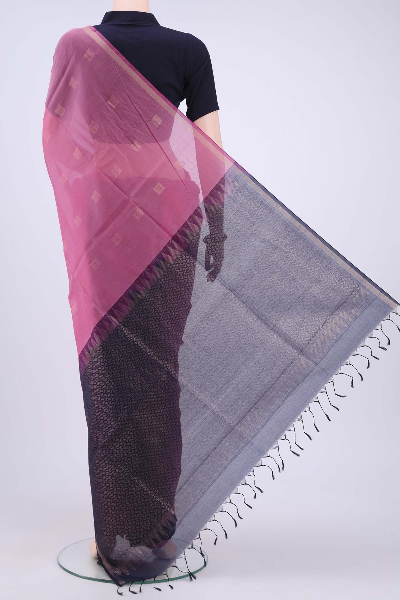 Pink Kota Cotton Saree - Image 3