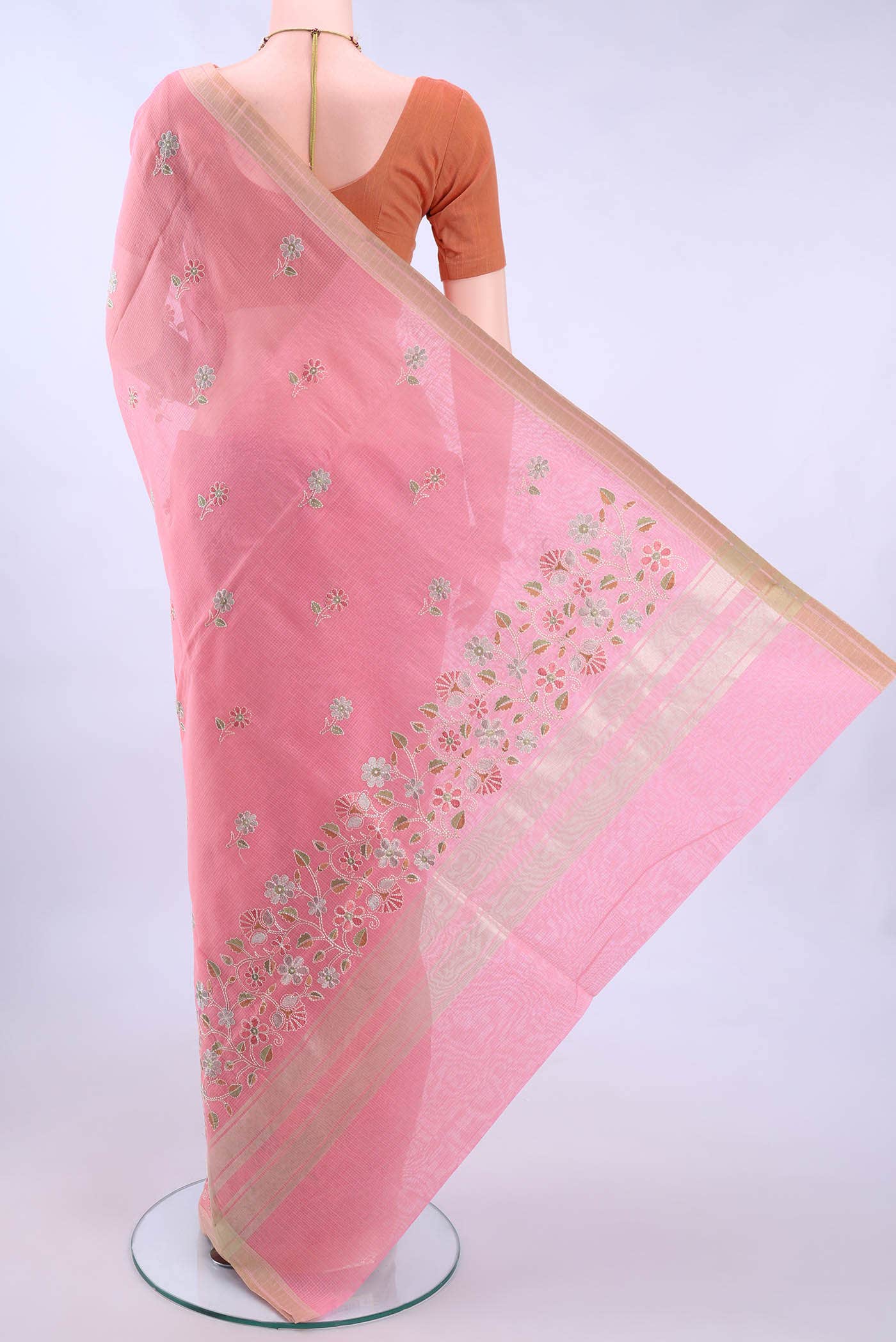 Pink Kota Cotton Saree - Image 2