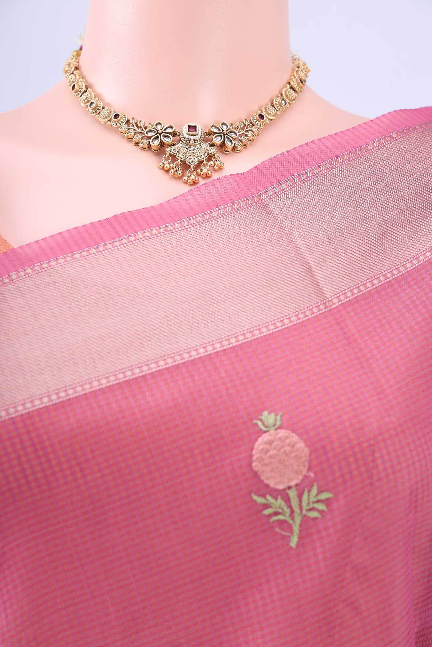 Pink Kota Cotton Saree - Image 3
