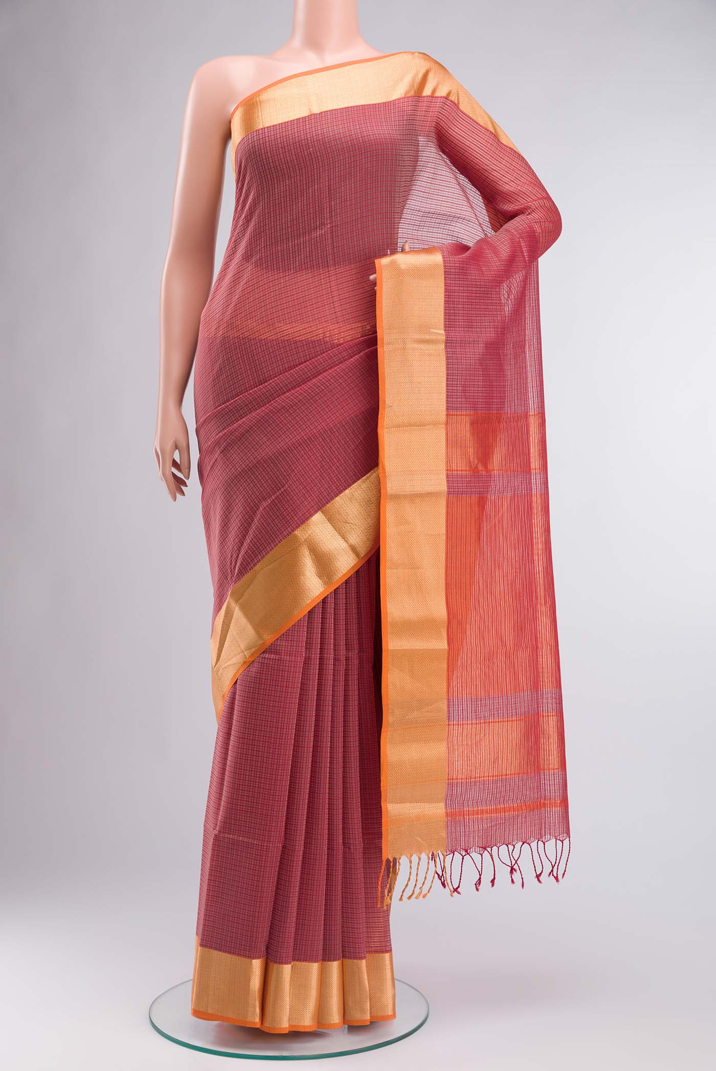 Pink Maheshwari Silk Cotton Saree